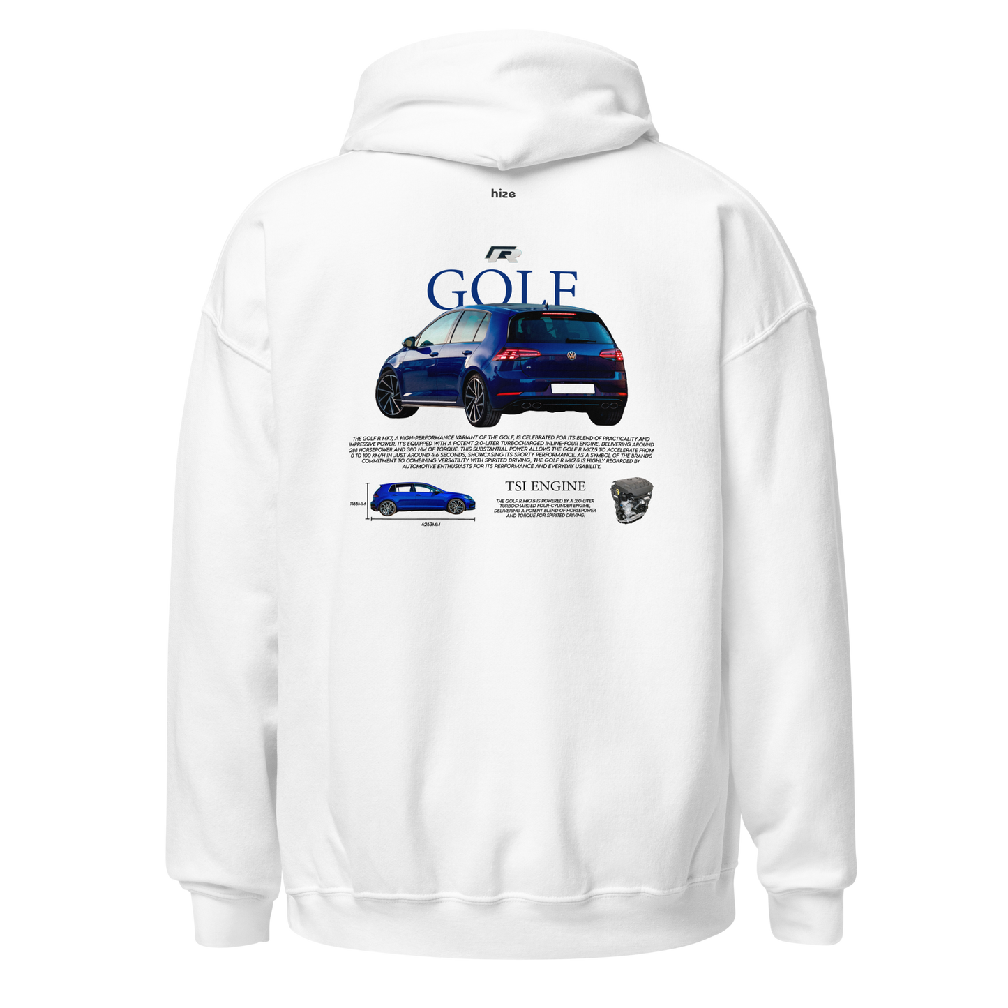 Volkswagen Golf Hoodie - White Back
