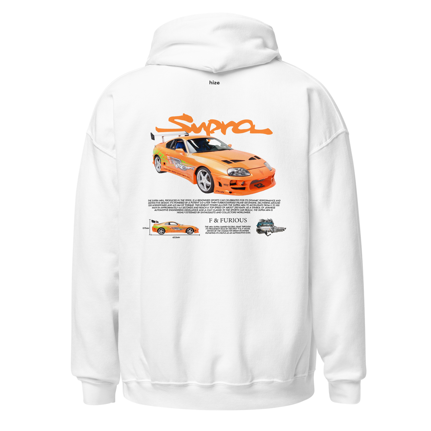 Toyota Supra Mk4 Hoodie - White Back