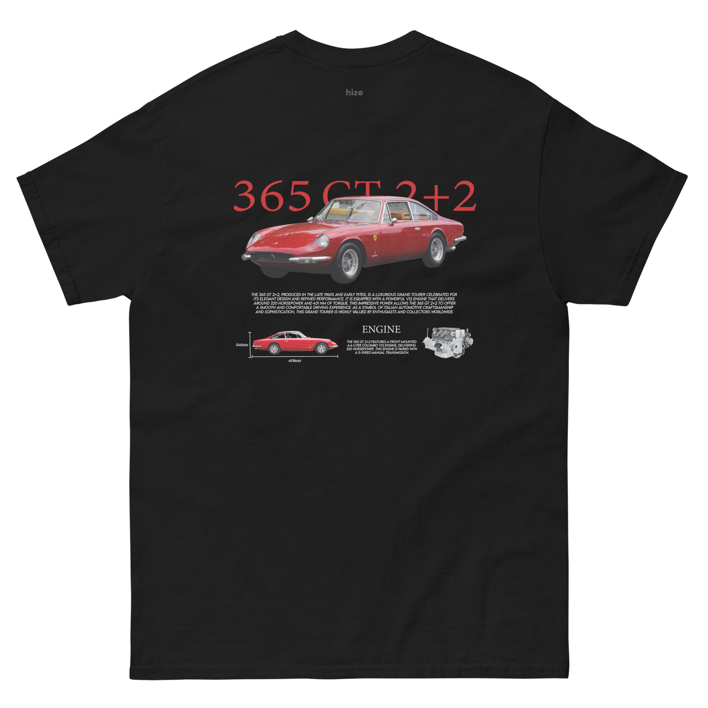 Vintage Ferrari 365 GT 2+2 T-shirt White in Stock