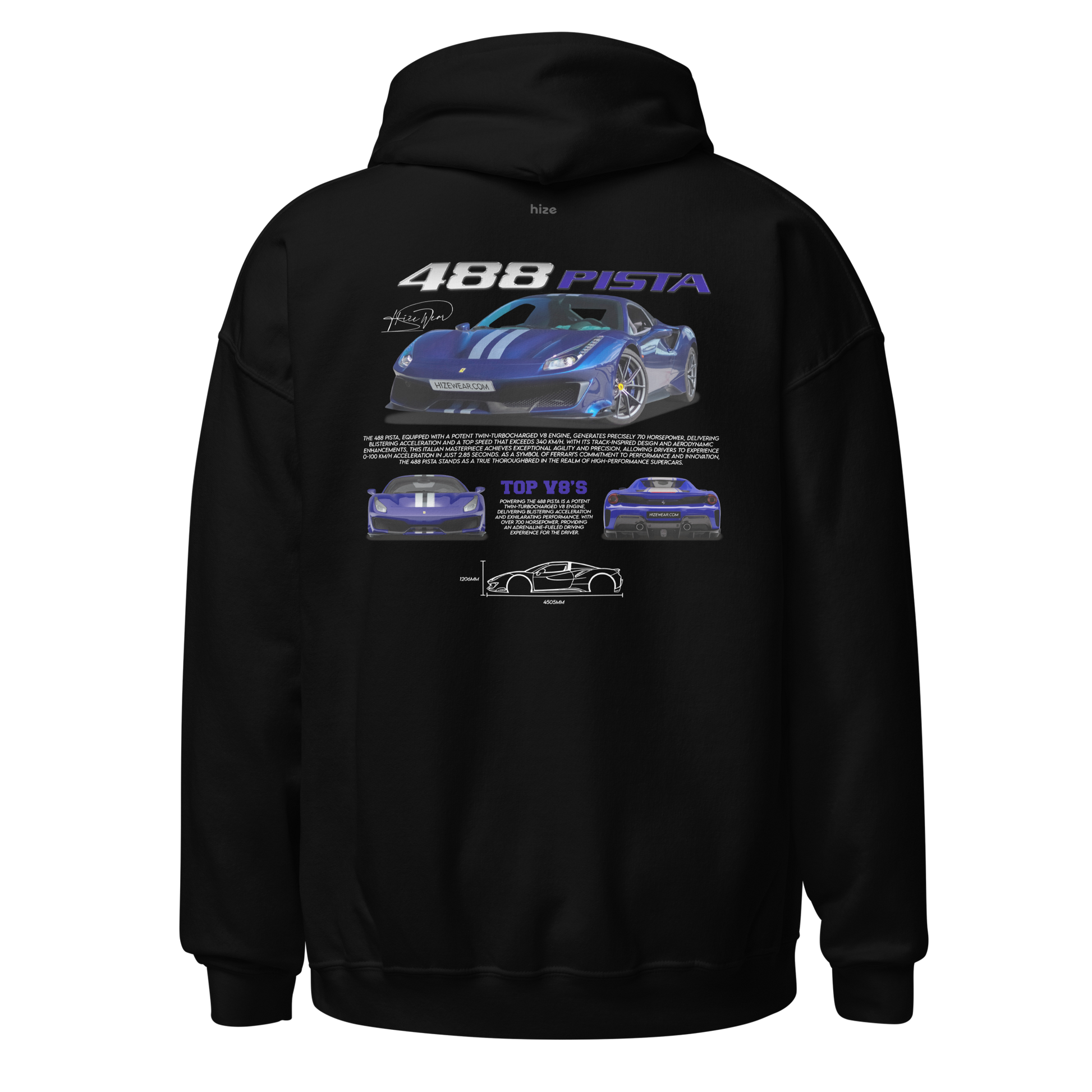 Ferrari 488 Pista Hoodie Black Blue in Stock