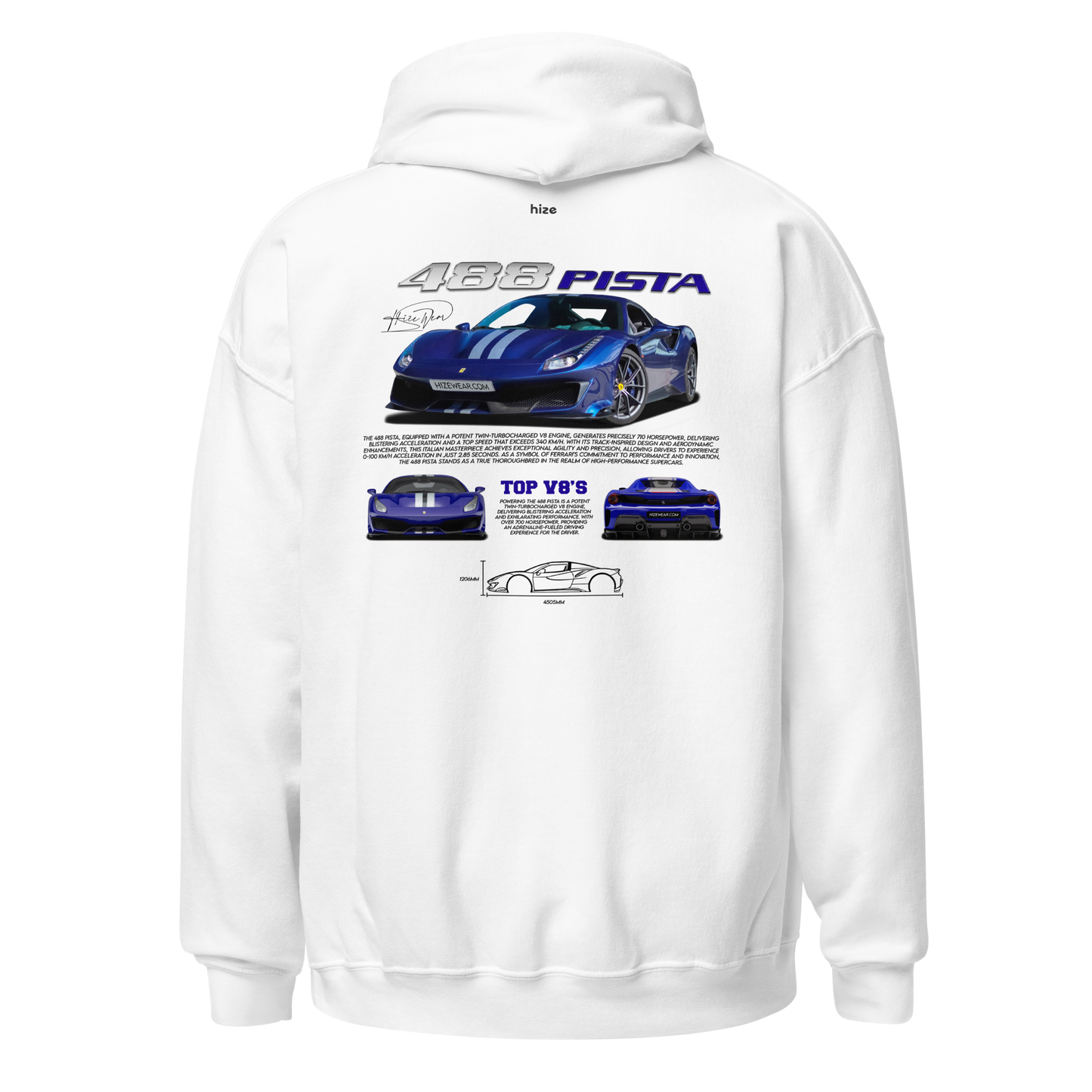 Ferrari 488 Pista Hoodie White Blue in Stock