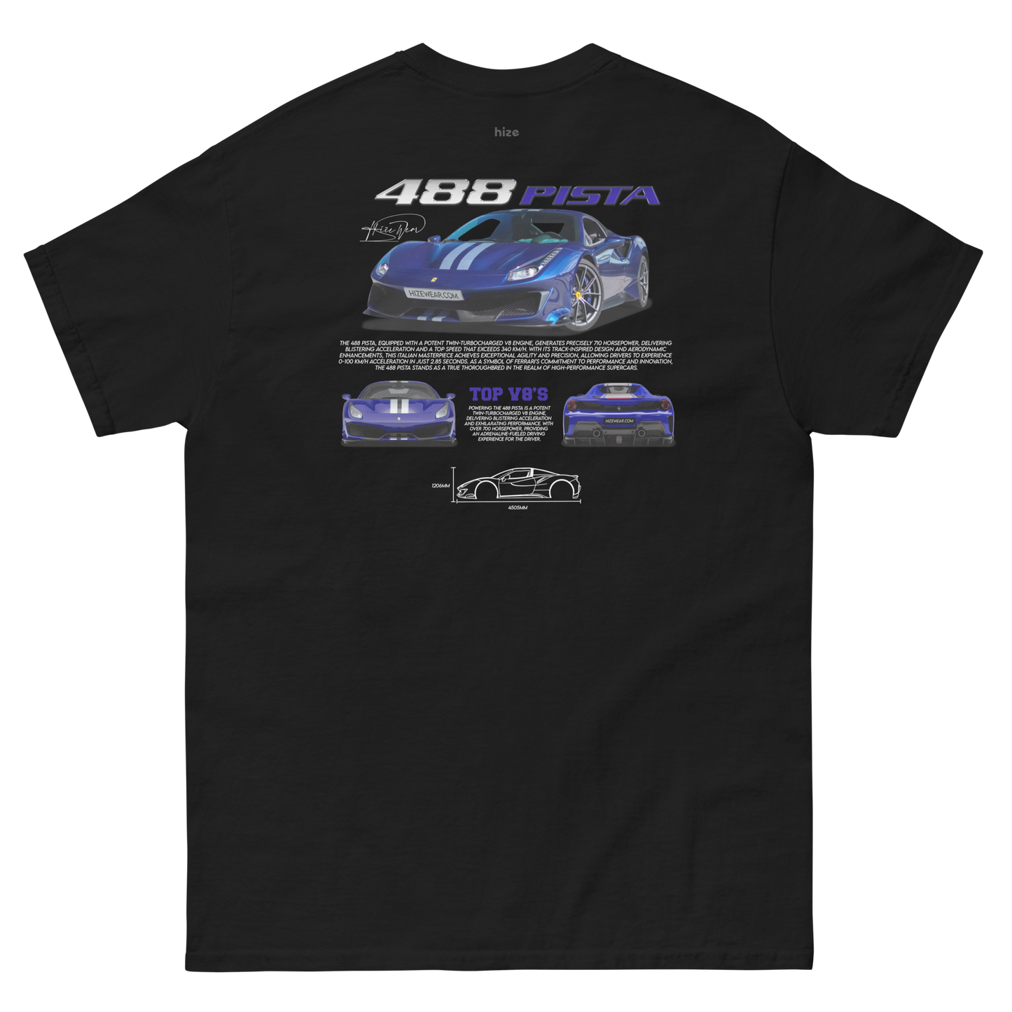 Ferrari 488 Pista T-shirt Black Blue  in Stock