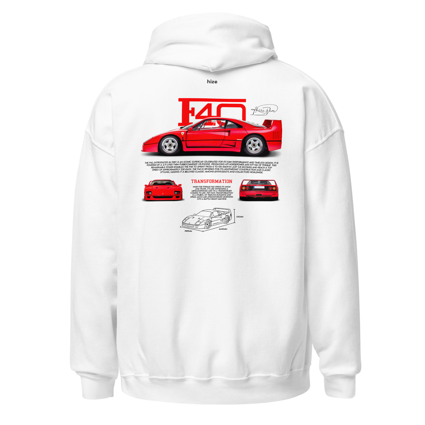 Ferrari F40 1987 Hoodie White in Stock