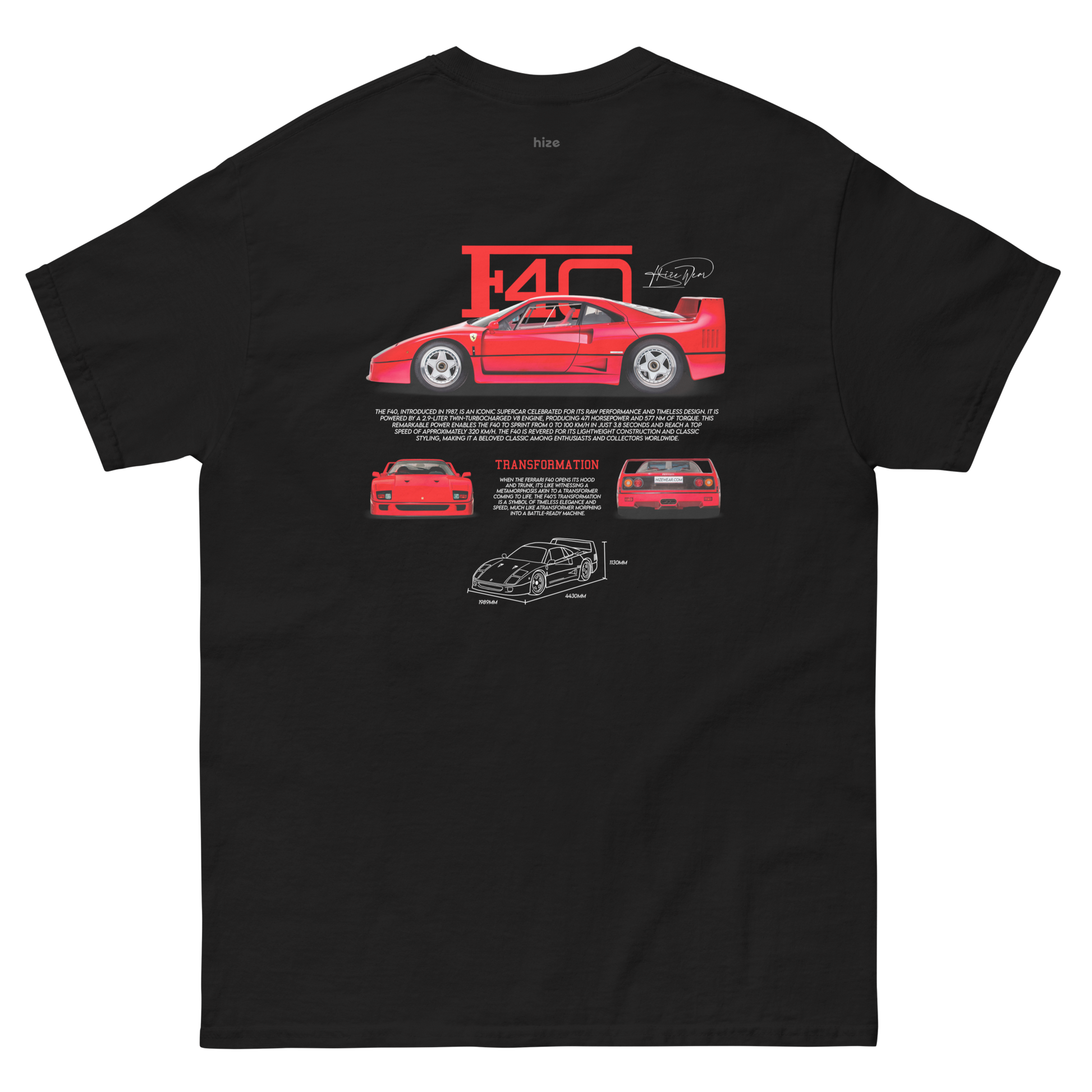 Ferrari F40 T-shirt Black in Stock