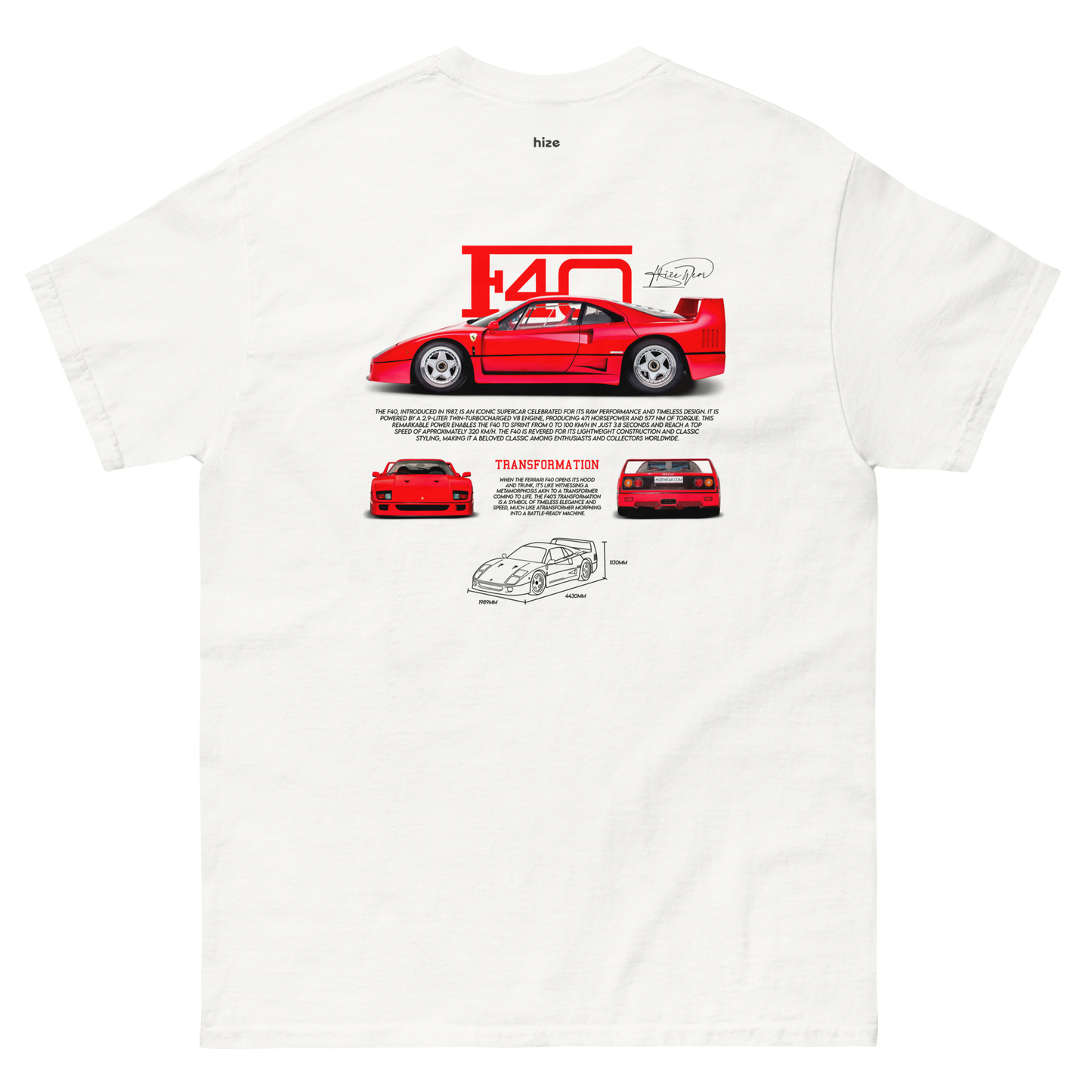 Ferrari F40 T-shirt White in Stock