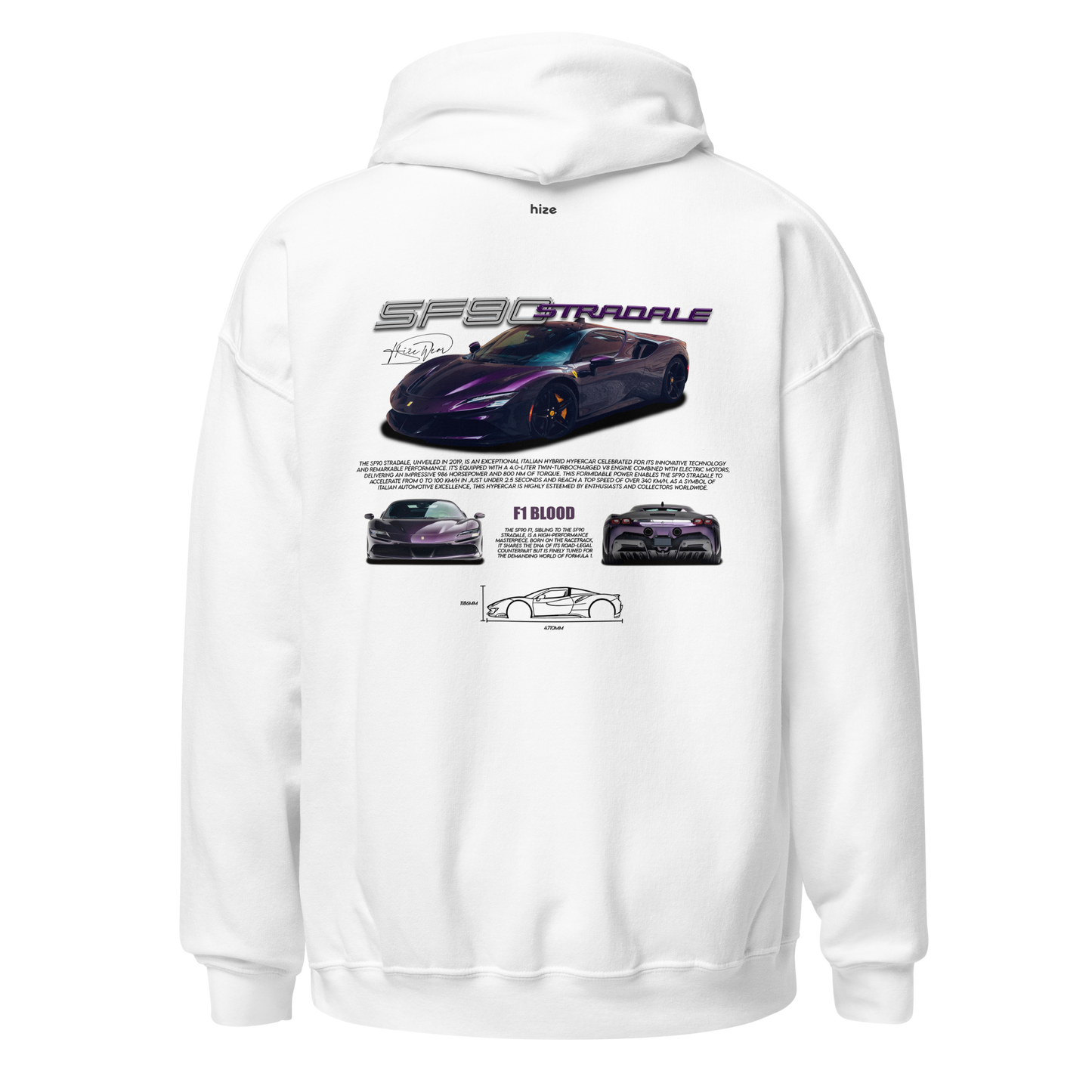 Ferrari SF90 Stradale Hoodie White in Stock