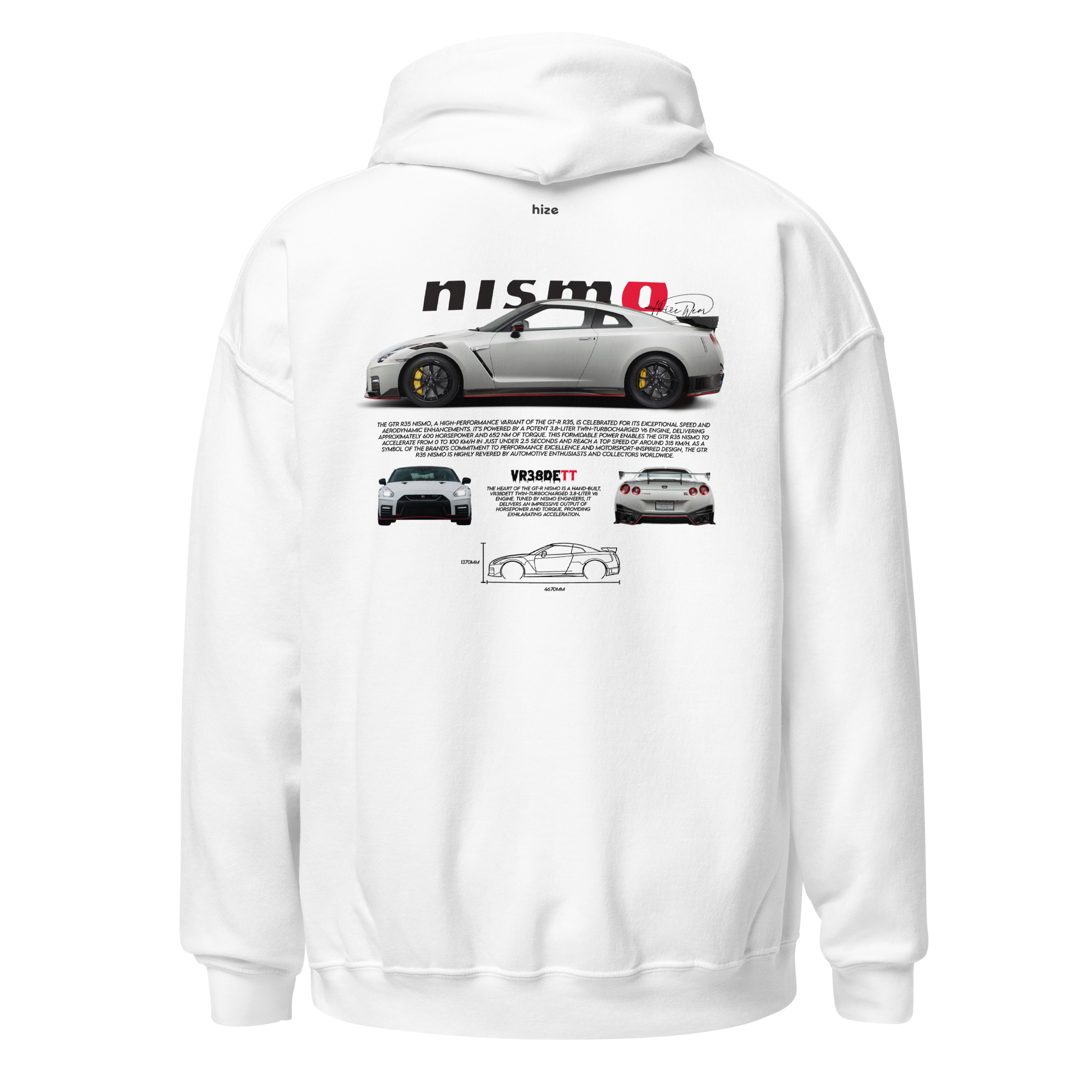 Nissan GT-R R35 Hoodie White in Stock