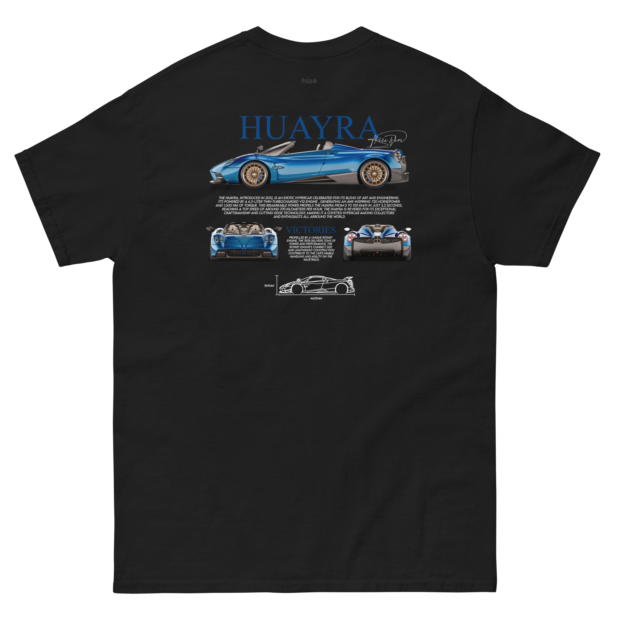 Pagani Huayra Roadster T-shirt Black in Stock