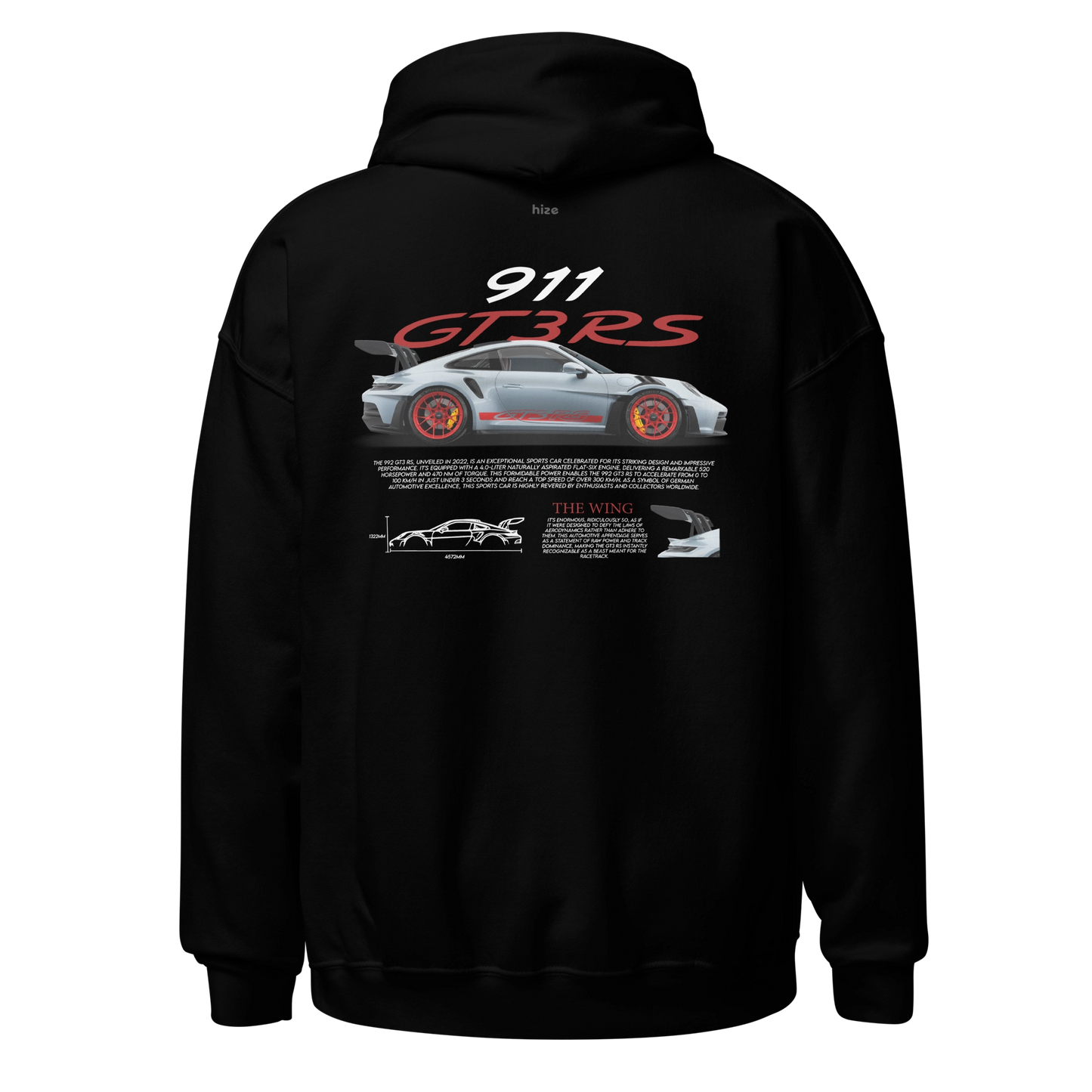 Porsche 911 GT3 RS 992 Hoodie - Black in Stock