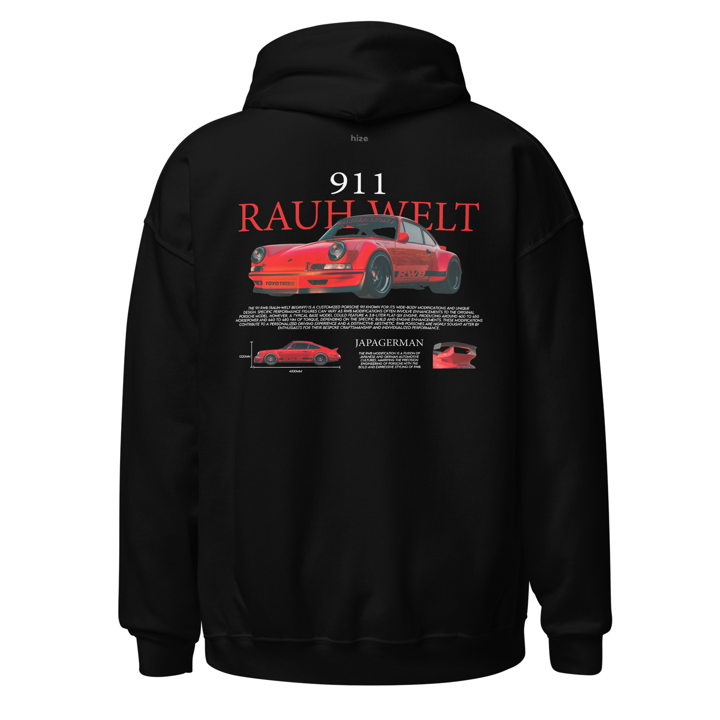 Porsche 911 RWB Hoodie Black in Stock