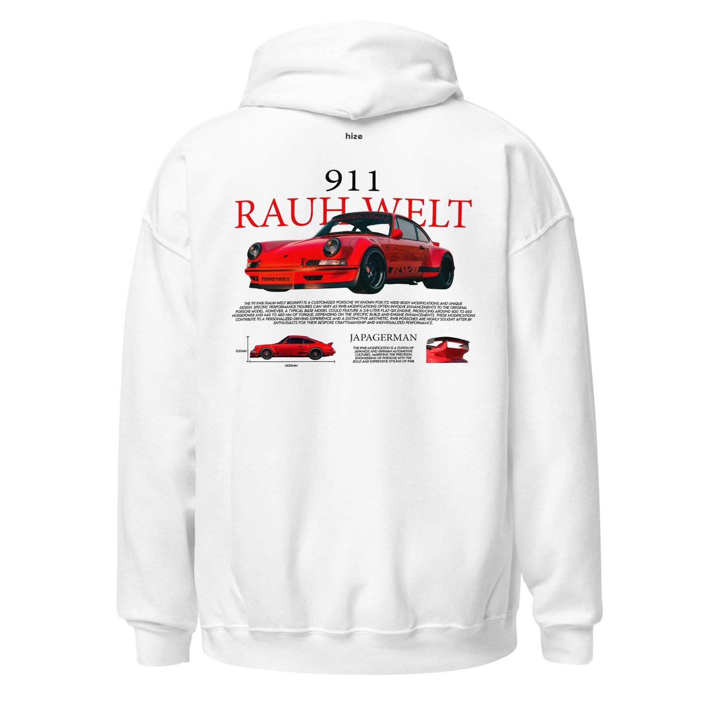 Porsche 911 RWB Hoodie White in Stock