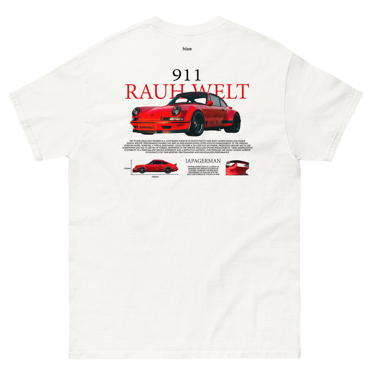 Porsche 911 RWB T-shirt White in Stock