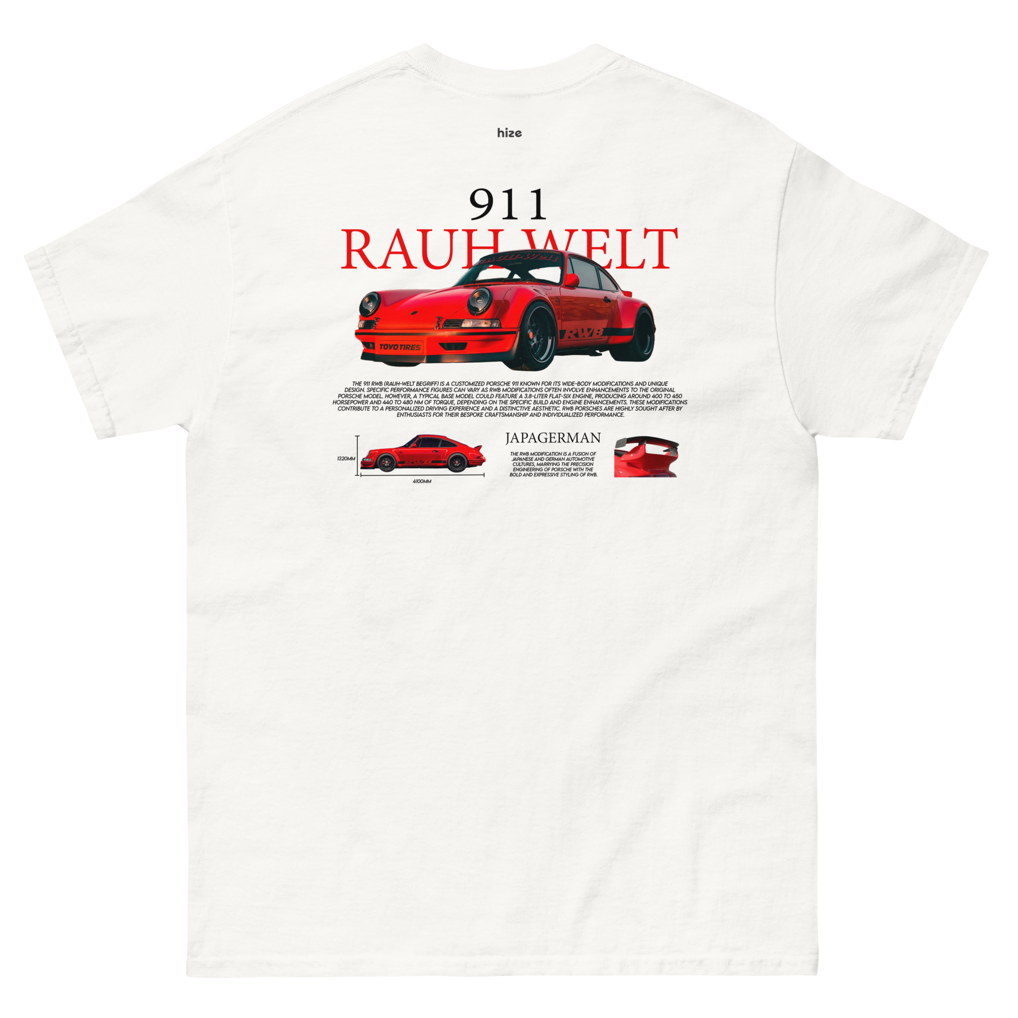 Porsche 911 RWB T-shirt White in Stock