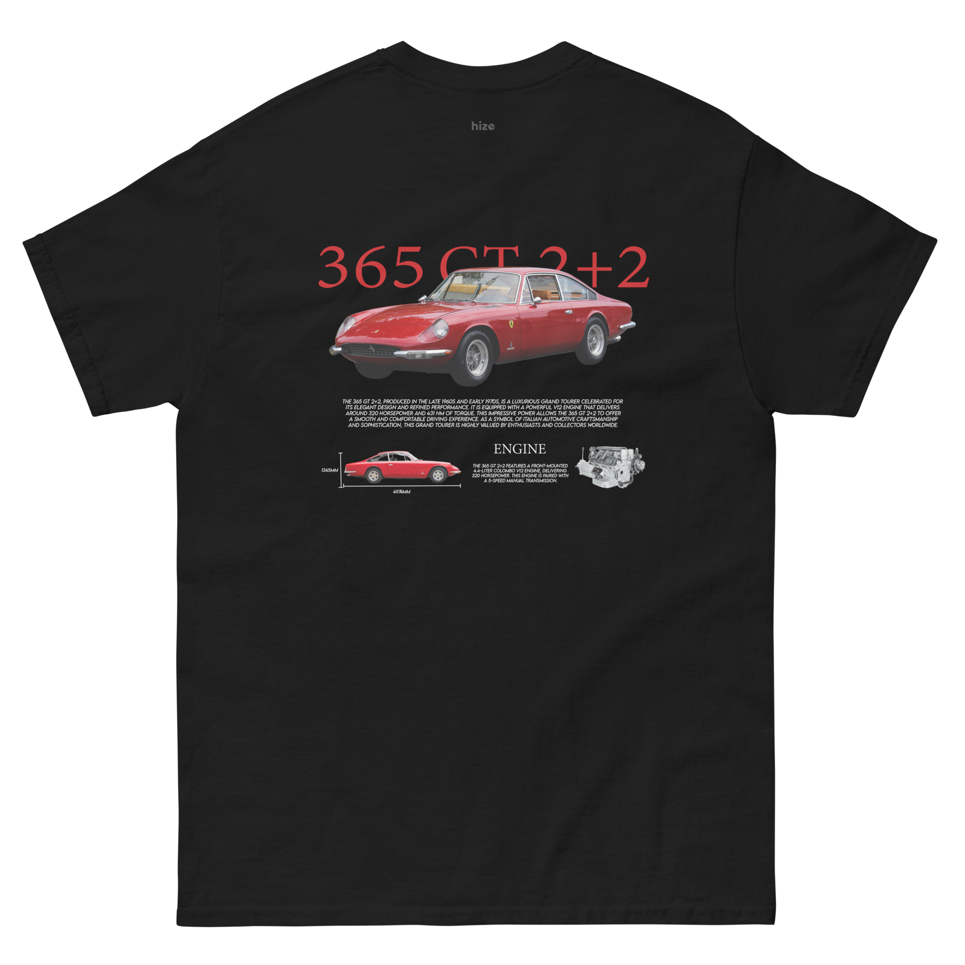 365 GT 2+2 T-shirt - Black Back View