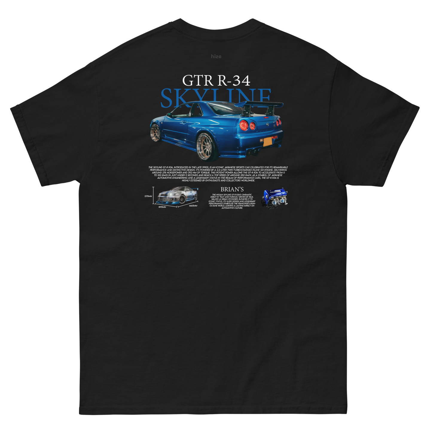 Nissan GTR R-34 SKYLINE T-shirt - Black Back