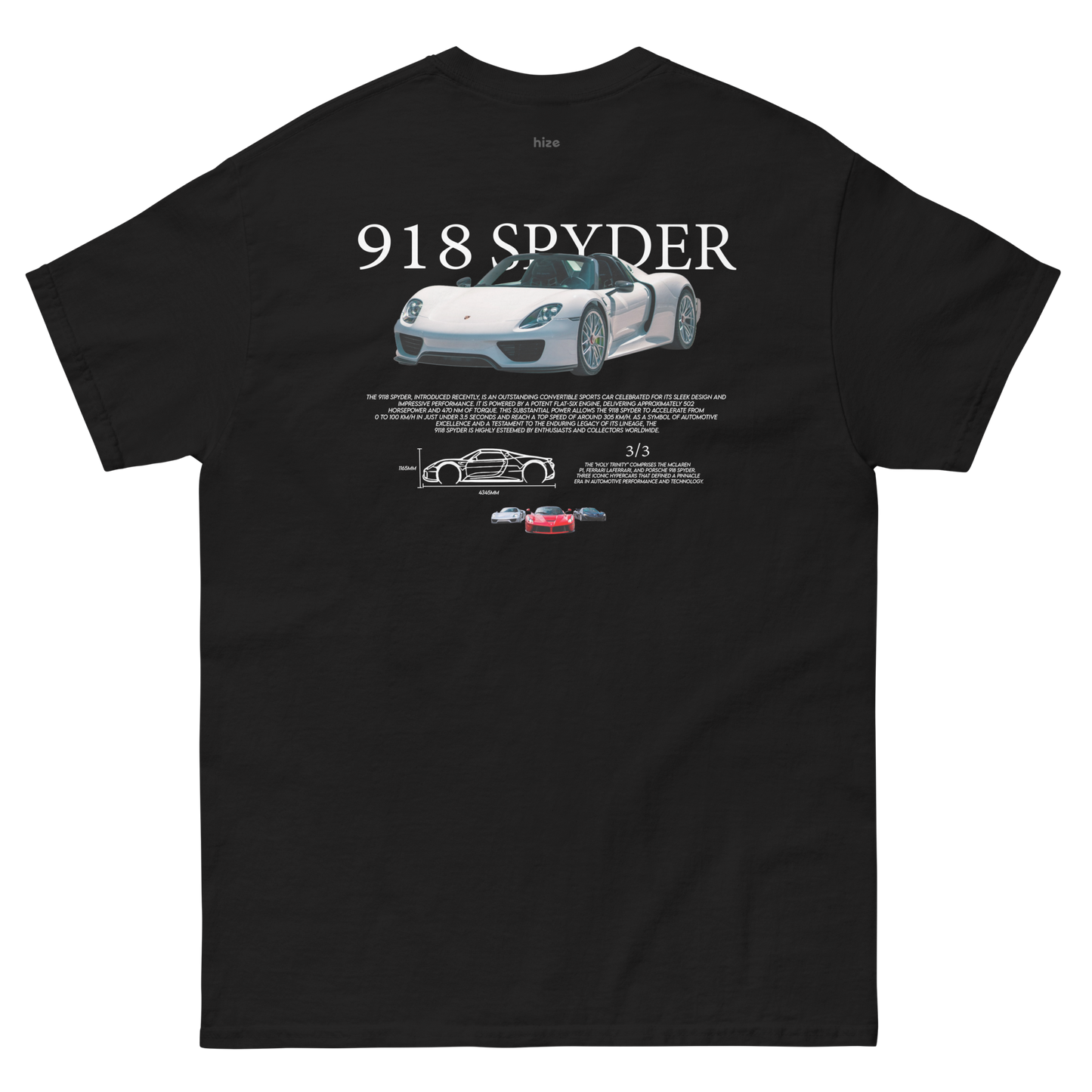 Porsche 918 Spyder T-shirt - Black Back View