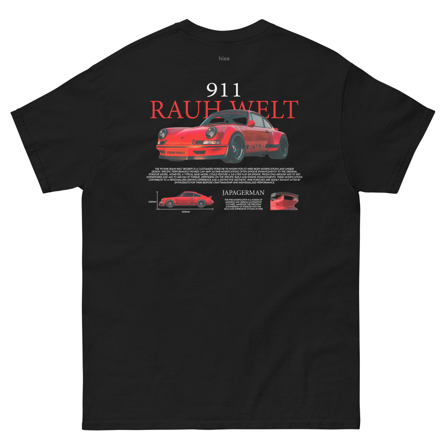 Porsche 911 RWB T-shirt - Black Back View