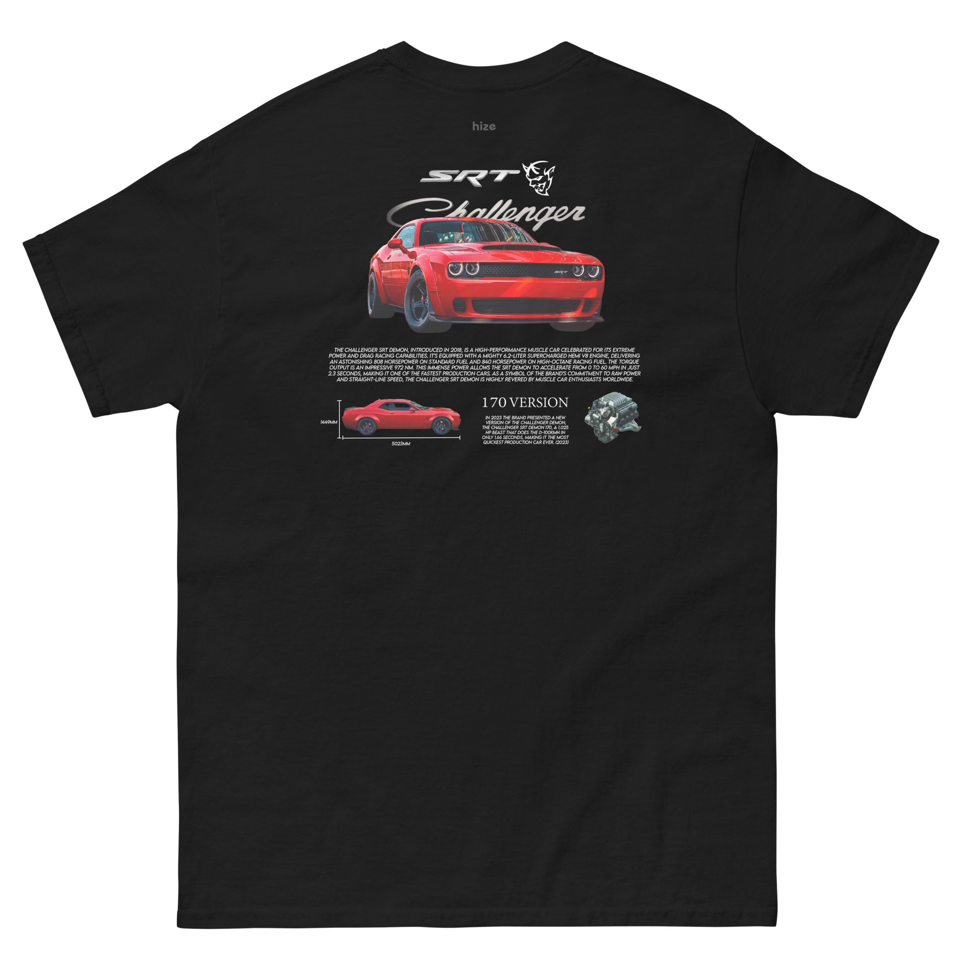 Dodge Challenger SRT T-shirt - Black Back