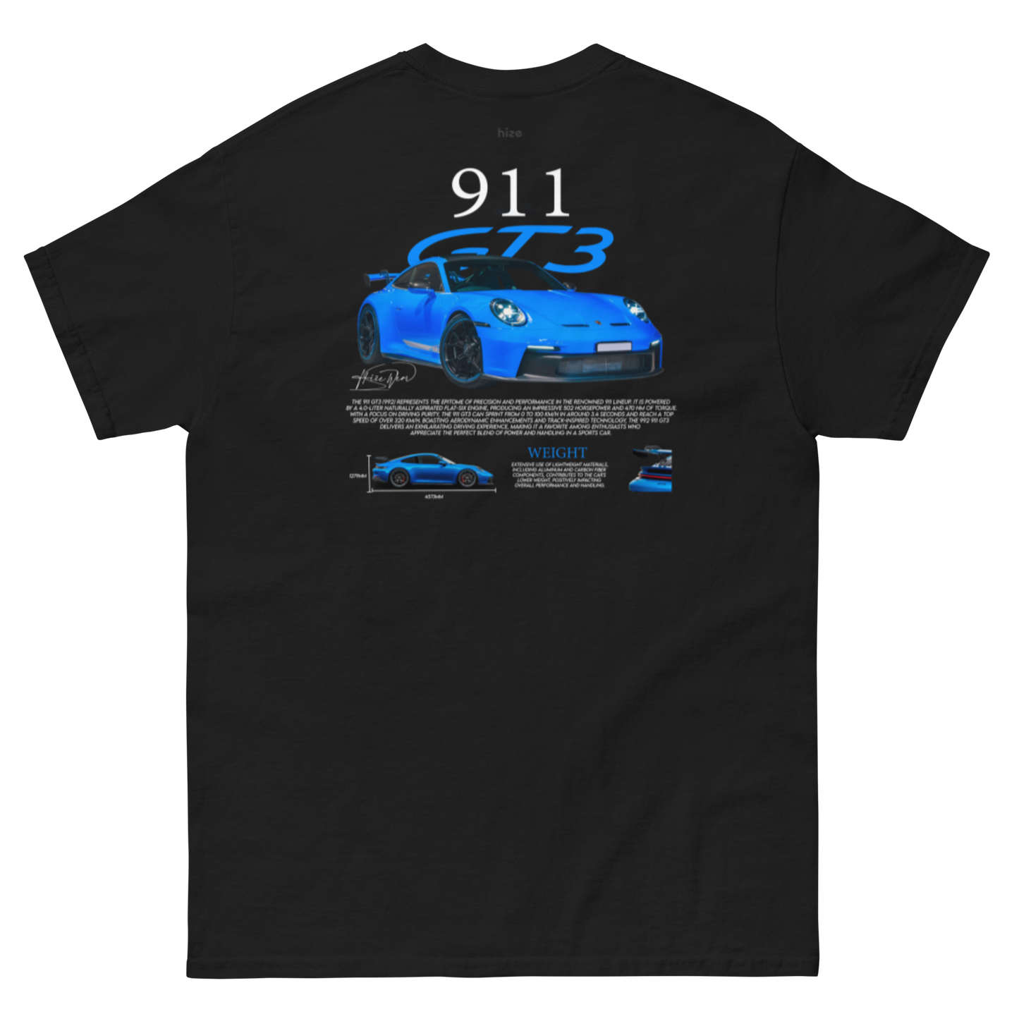 Porsche 911 GT3 992 T-shirt - Black Back View