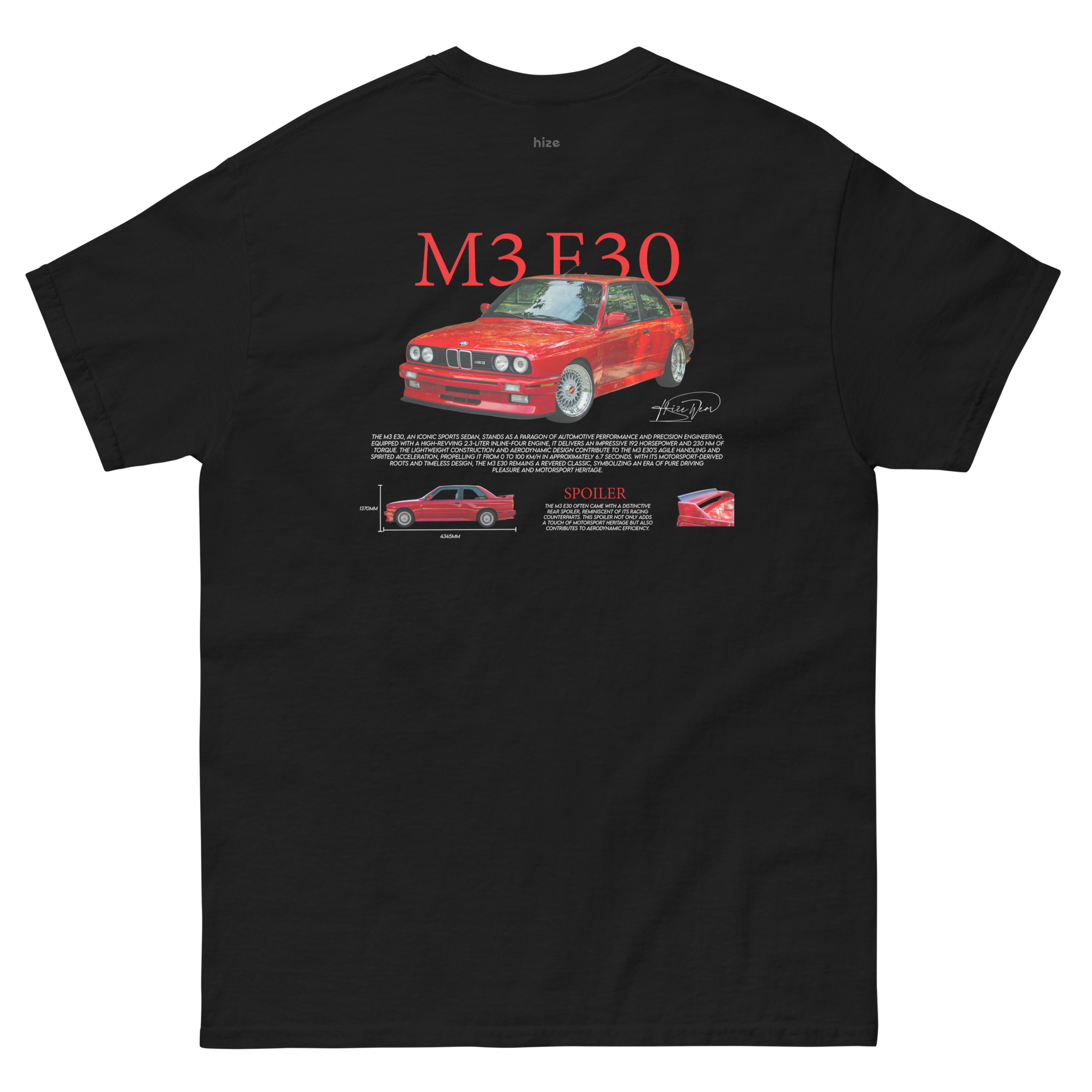 BMW M3 E30 T-shirt - Black Back View