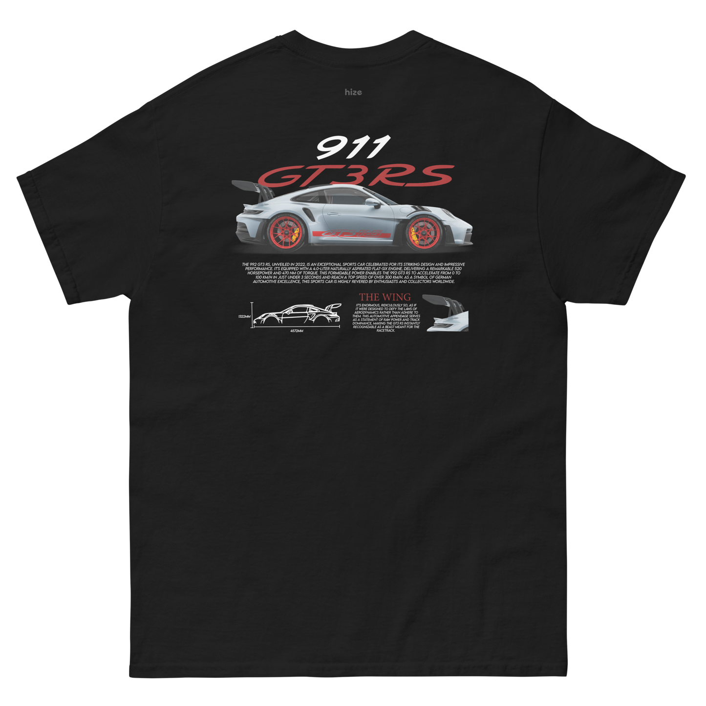 Porsche 911 GT3 RS 992 T-shirt - Black Back View