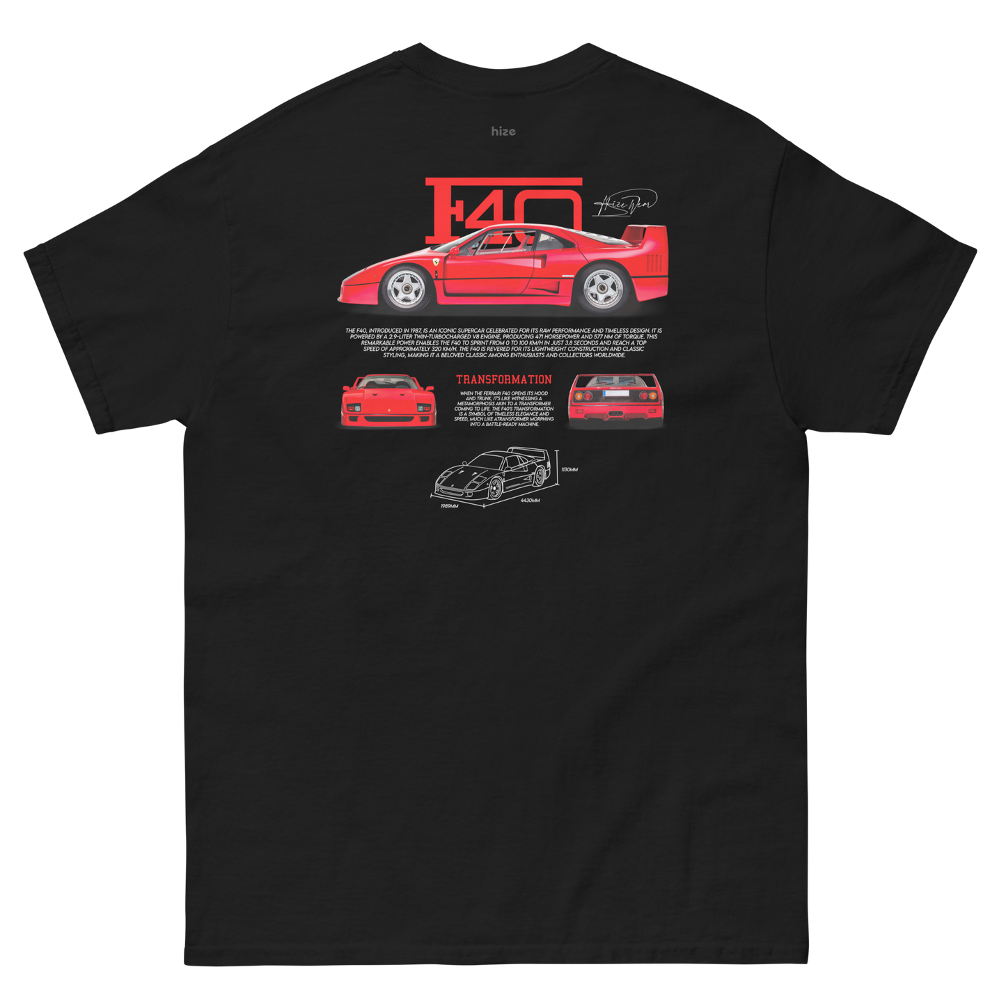 Ferrari F40 T-shirt - Black Back