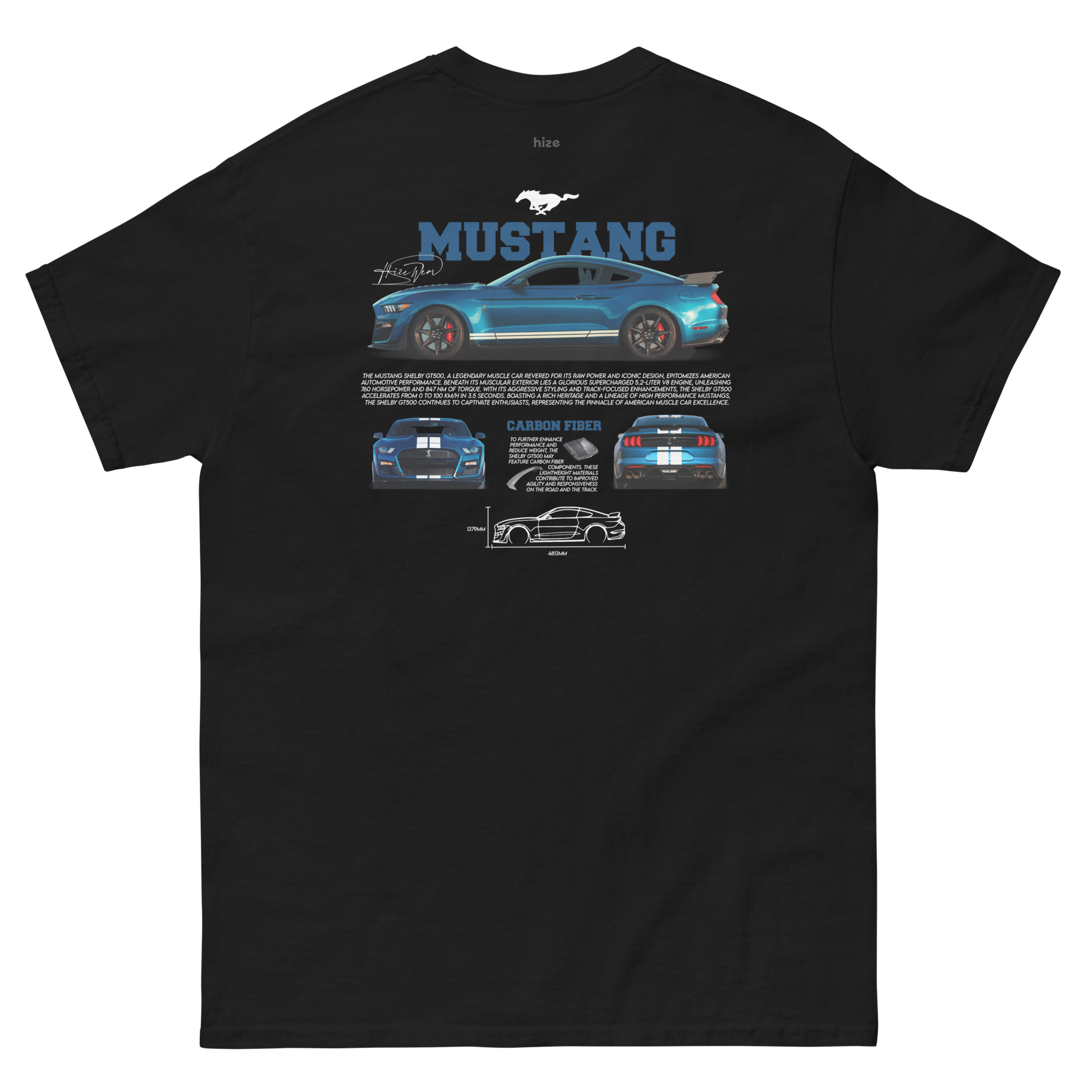 Ford Mustang Shelby GT500 T-shirt - Black Back View