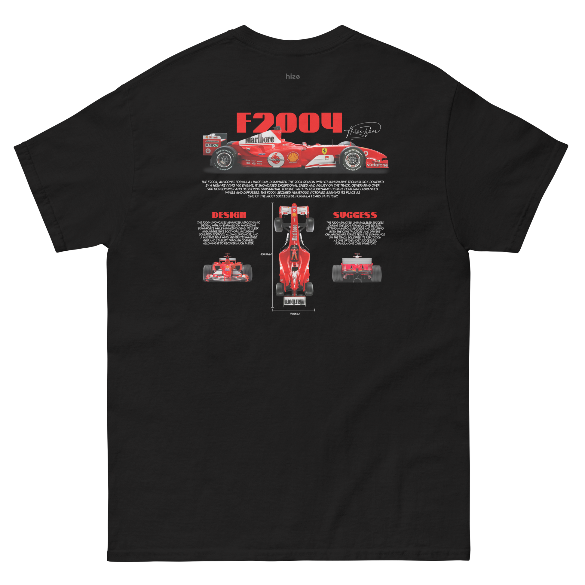 Ferrari F2004 F1 Schumacher T-shirt - Black Back