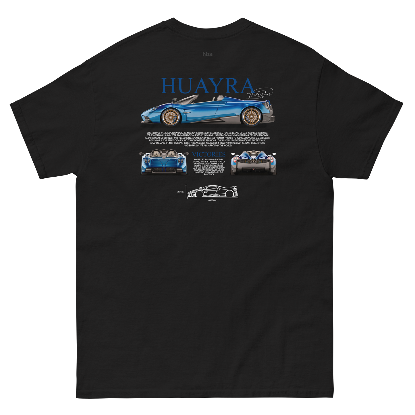 Pagani Huayra Roadster T-shirt - Black Back View