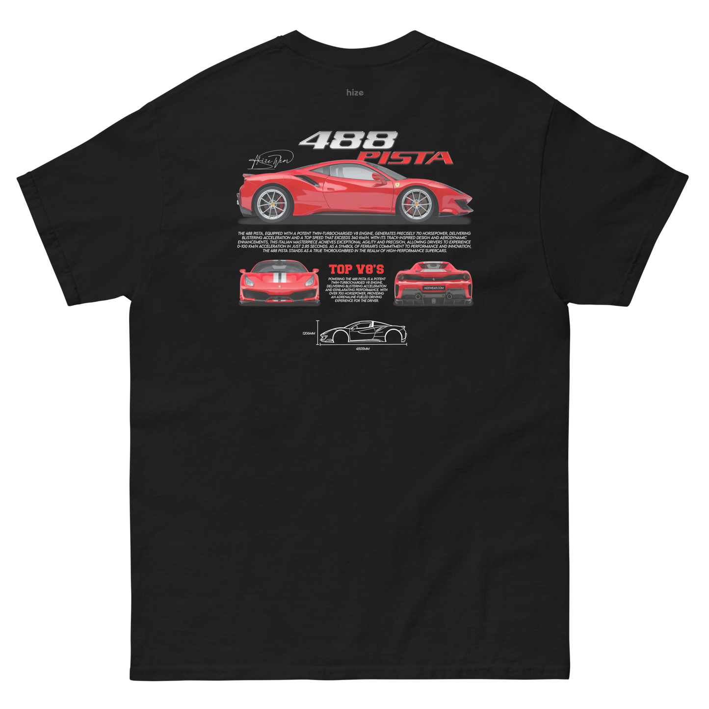Ferrari 488 Pista T-shirt - Black Back