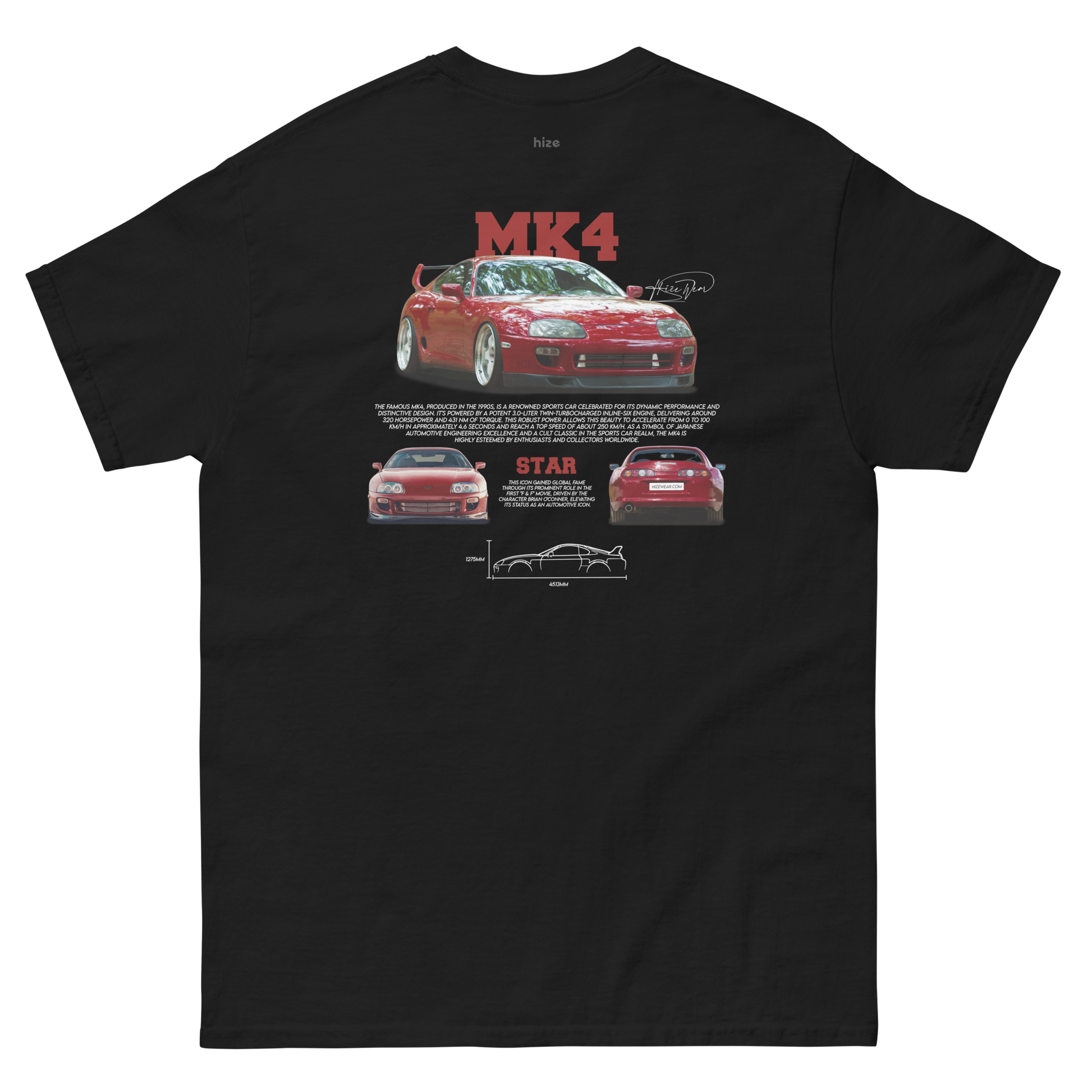 Toyota Supra Mk-4 T-shirt - Black Back