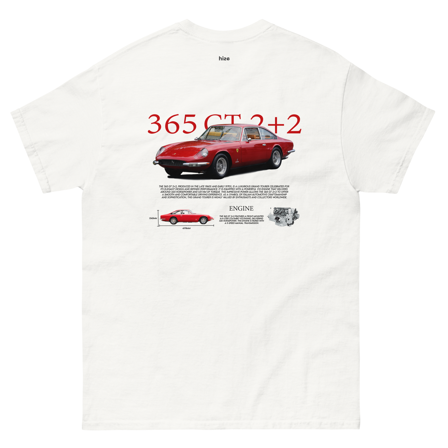 365 GT 2+2 T-shirt - White Back View