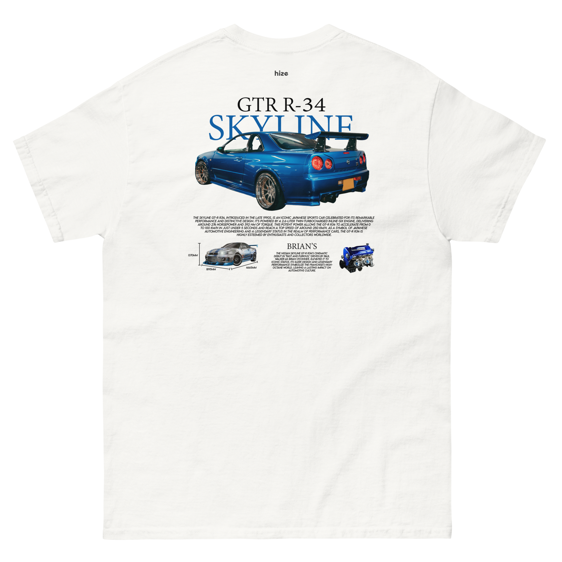 ▷ Nissan GTR R-34 SKYLINE T-shirt | Car Clothes – Hize Wear