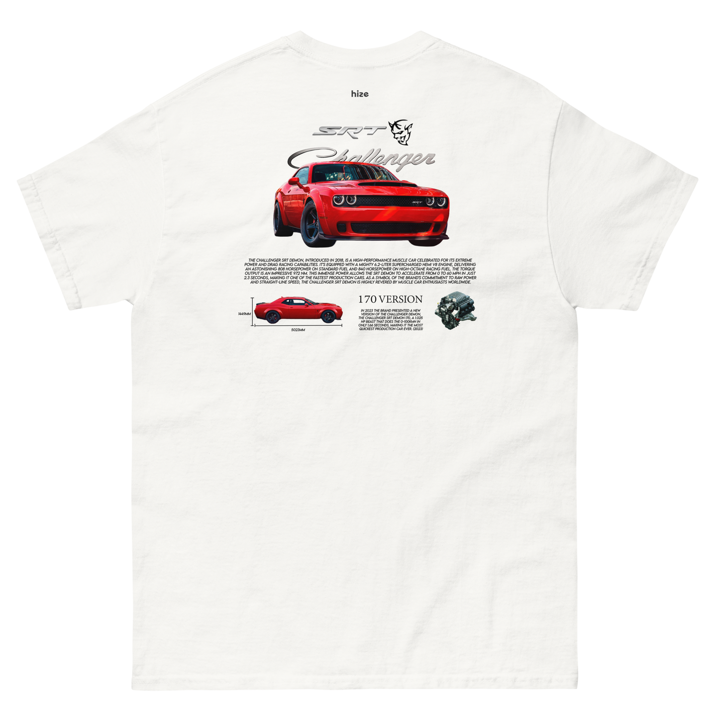 Dodge Challenger SRT T-shirt - White Back