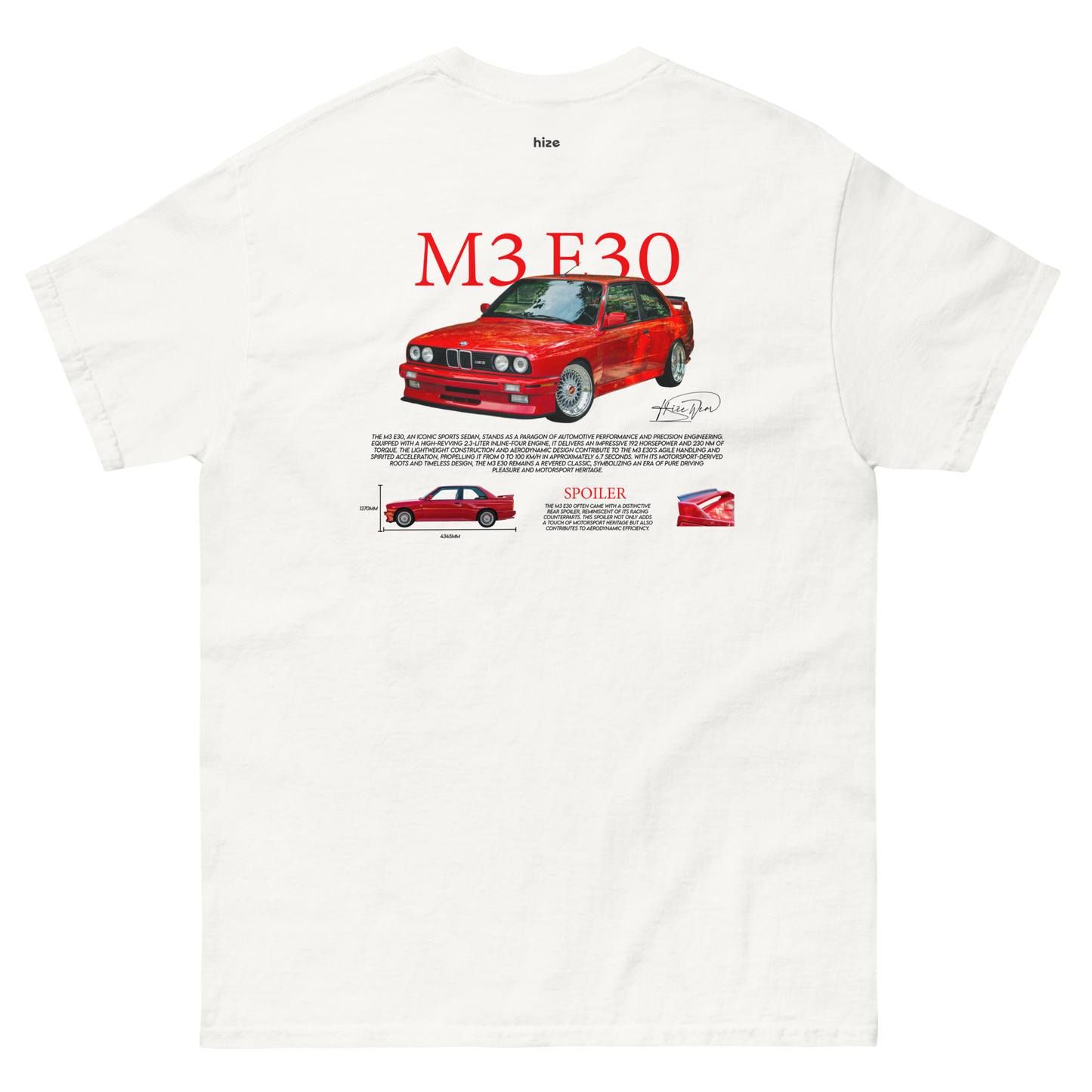 BMW M3 E30 T-shirt - White Back View
