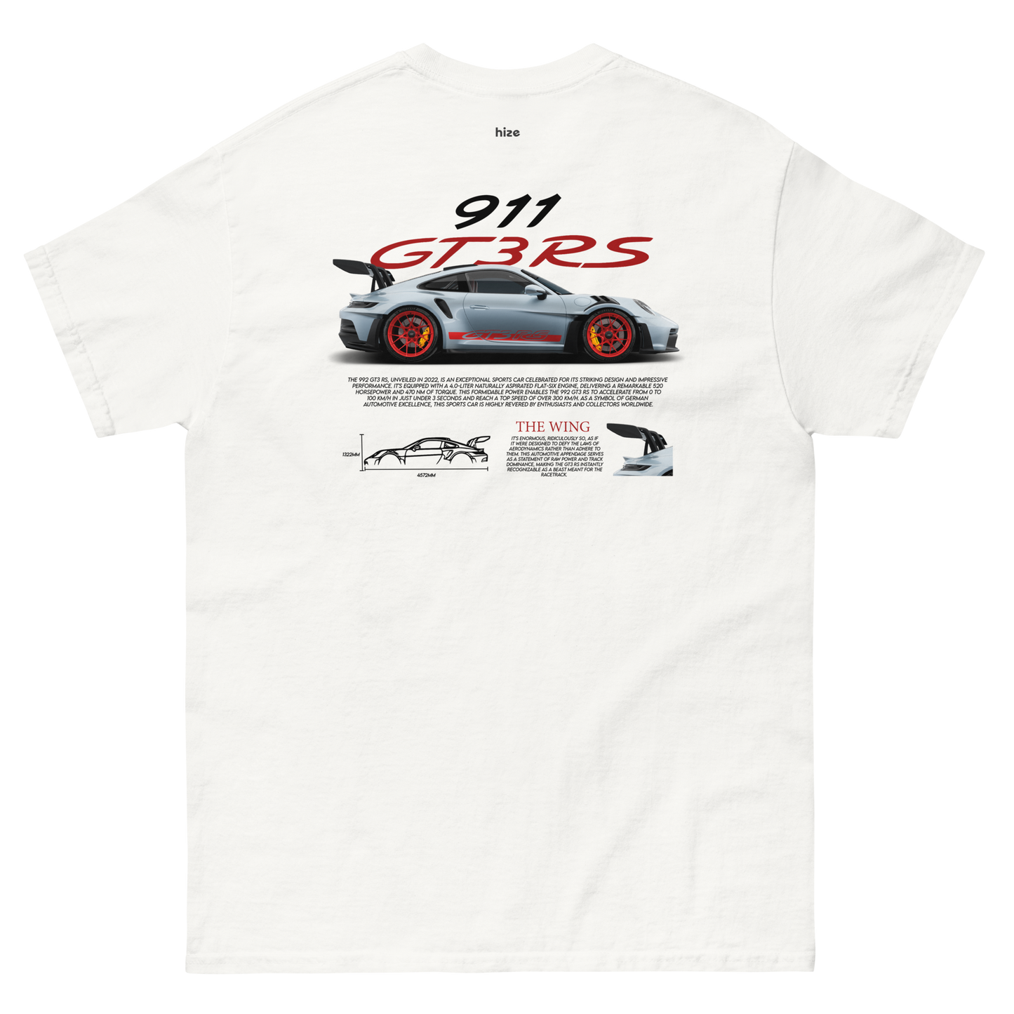 Porsche 911 GT3 RS 992 T-shirt - White Back View