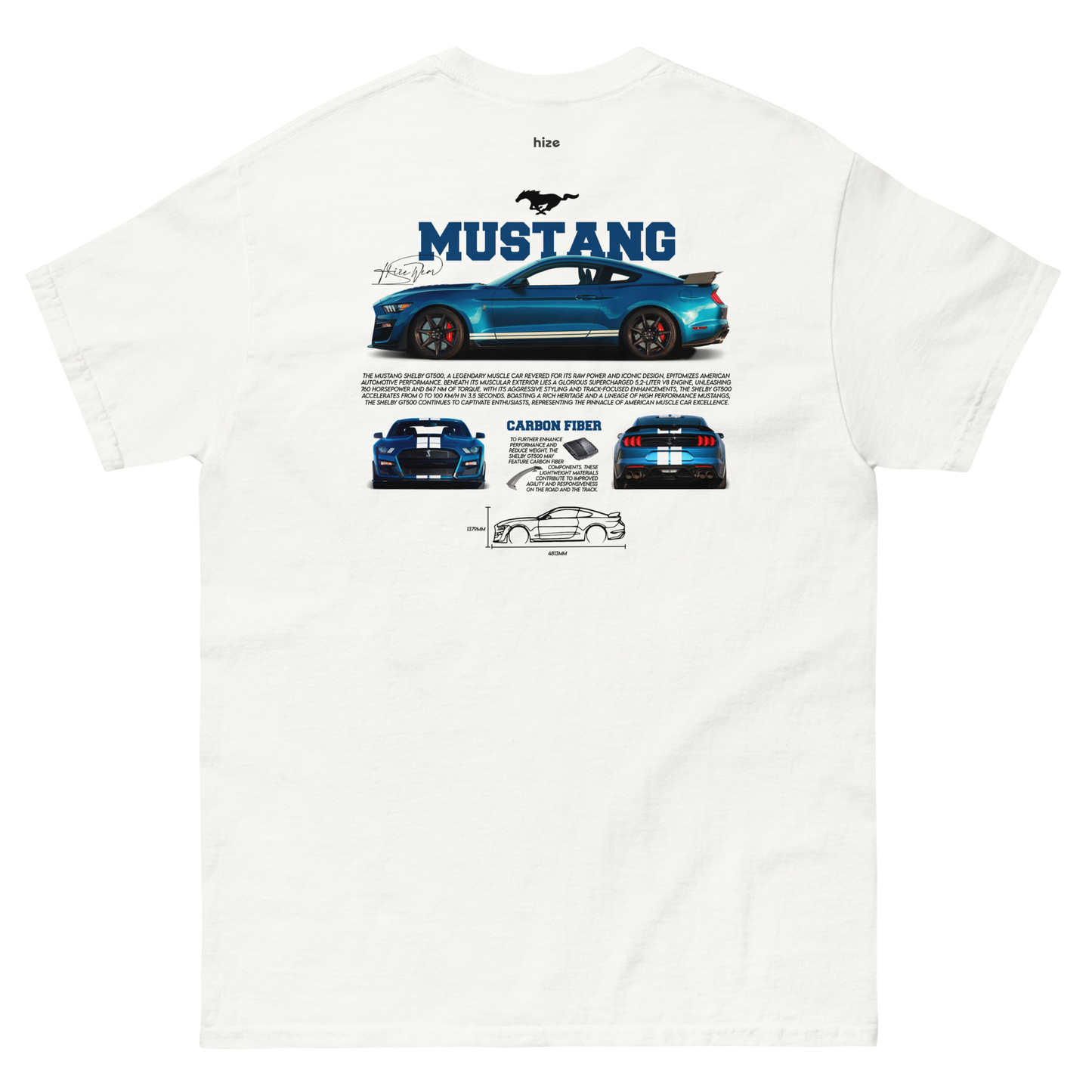 Ford Mustang Shelby GT500 T-shirt - White Back View