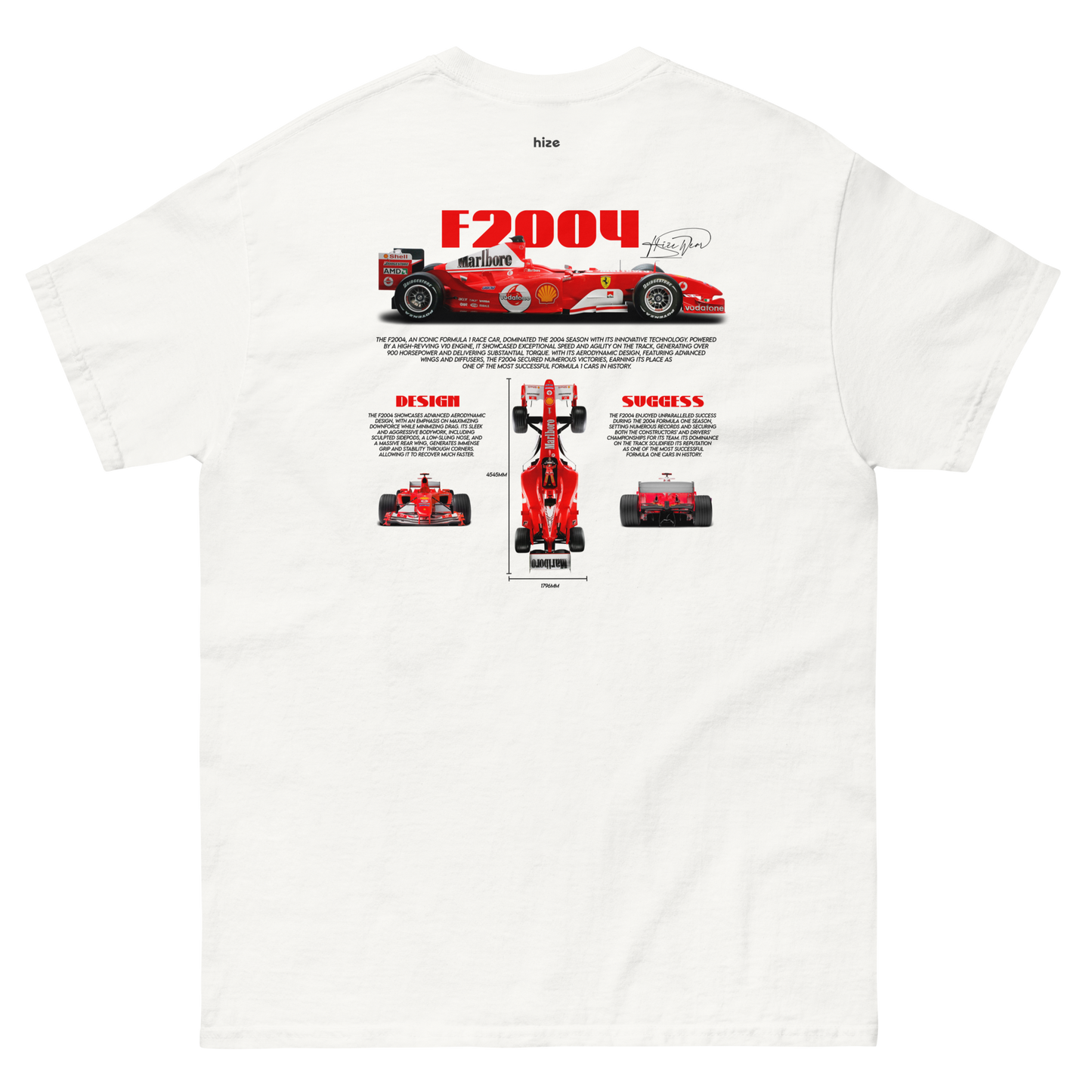 Ferrari F2004 F1 Schumacher T-shirt - White Back