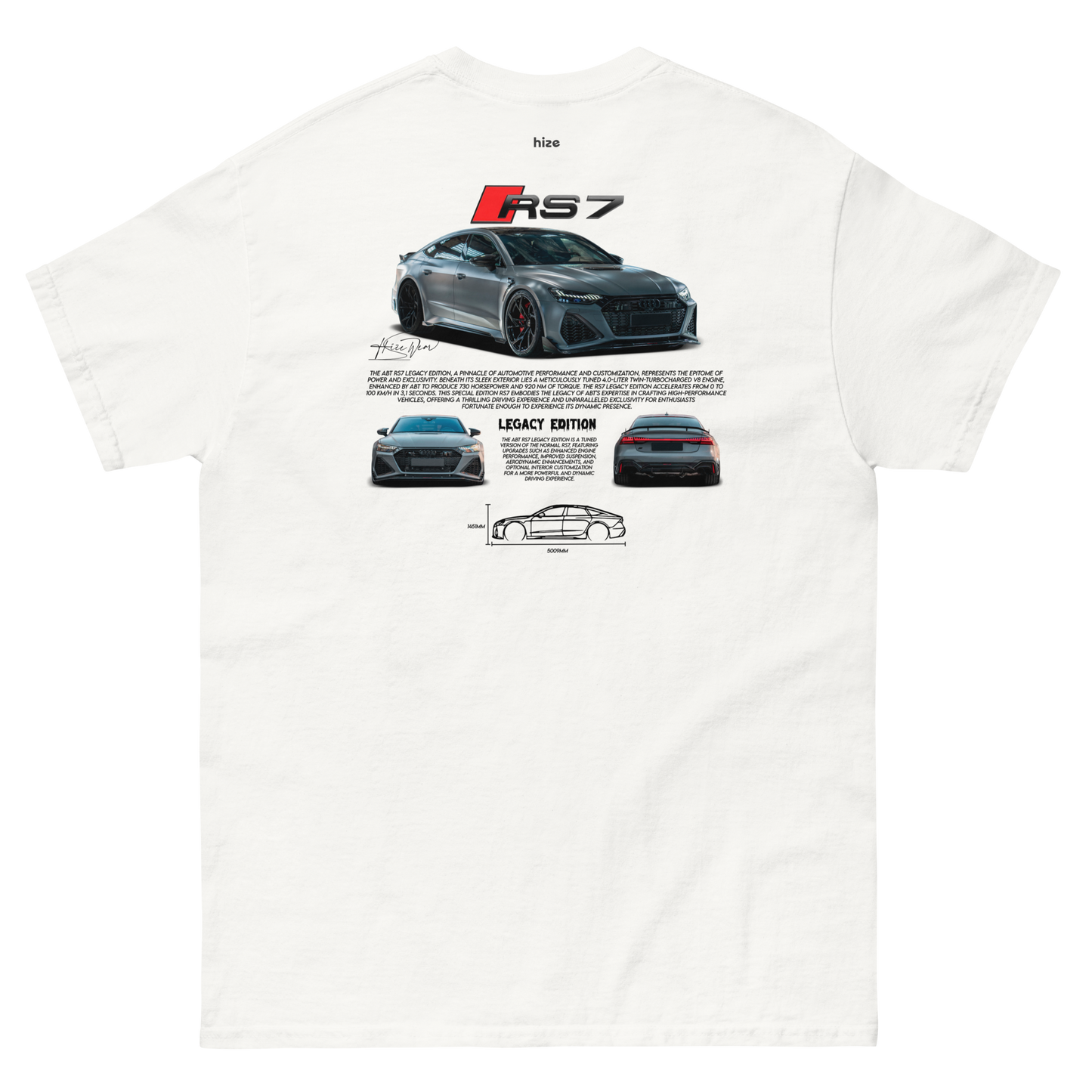 AUDI RS 7 T-shirt - White Back