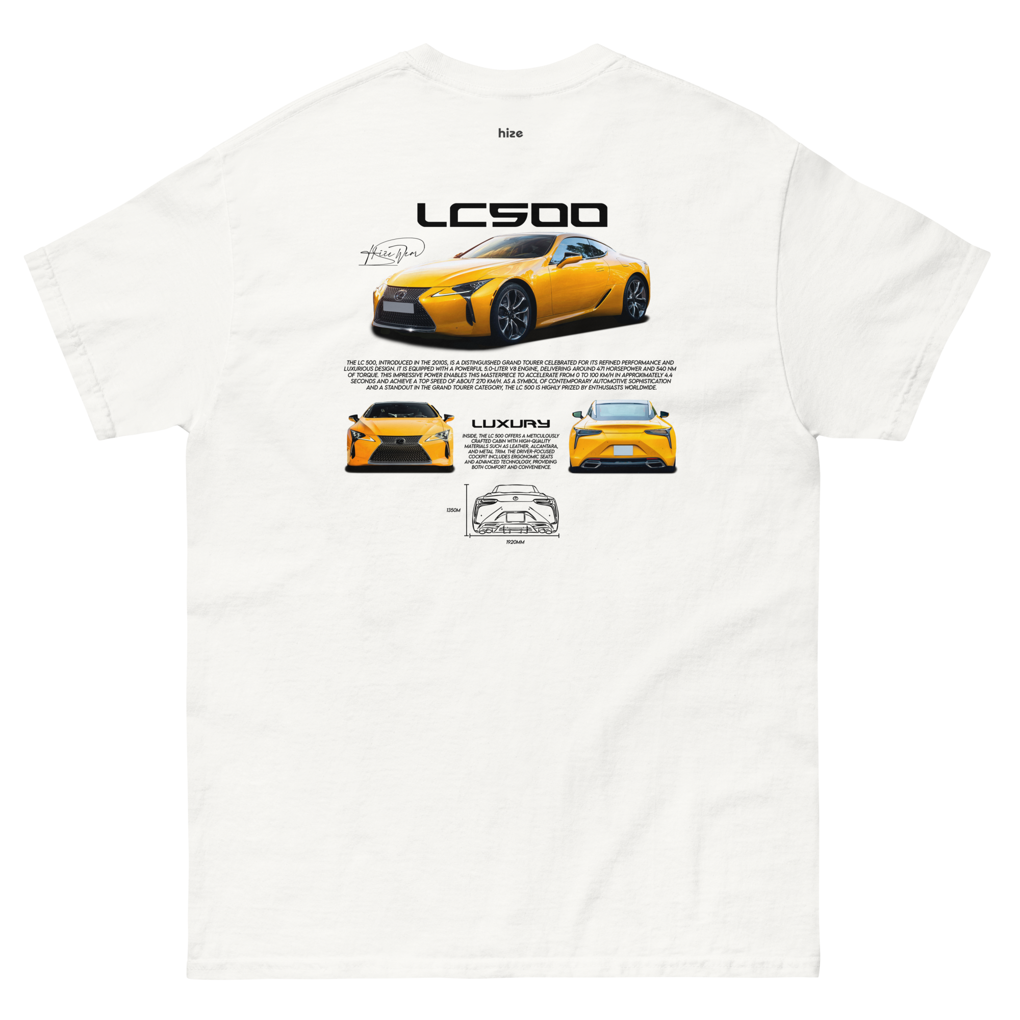 Lexus LC500 T-shirt - White Back View