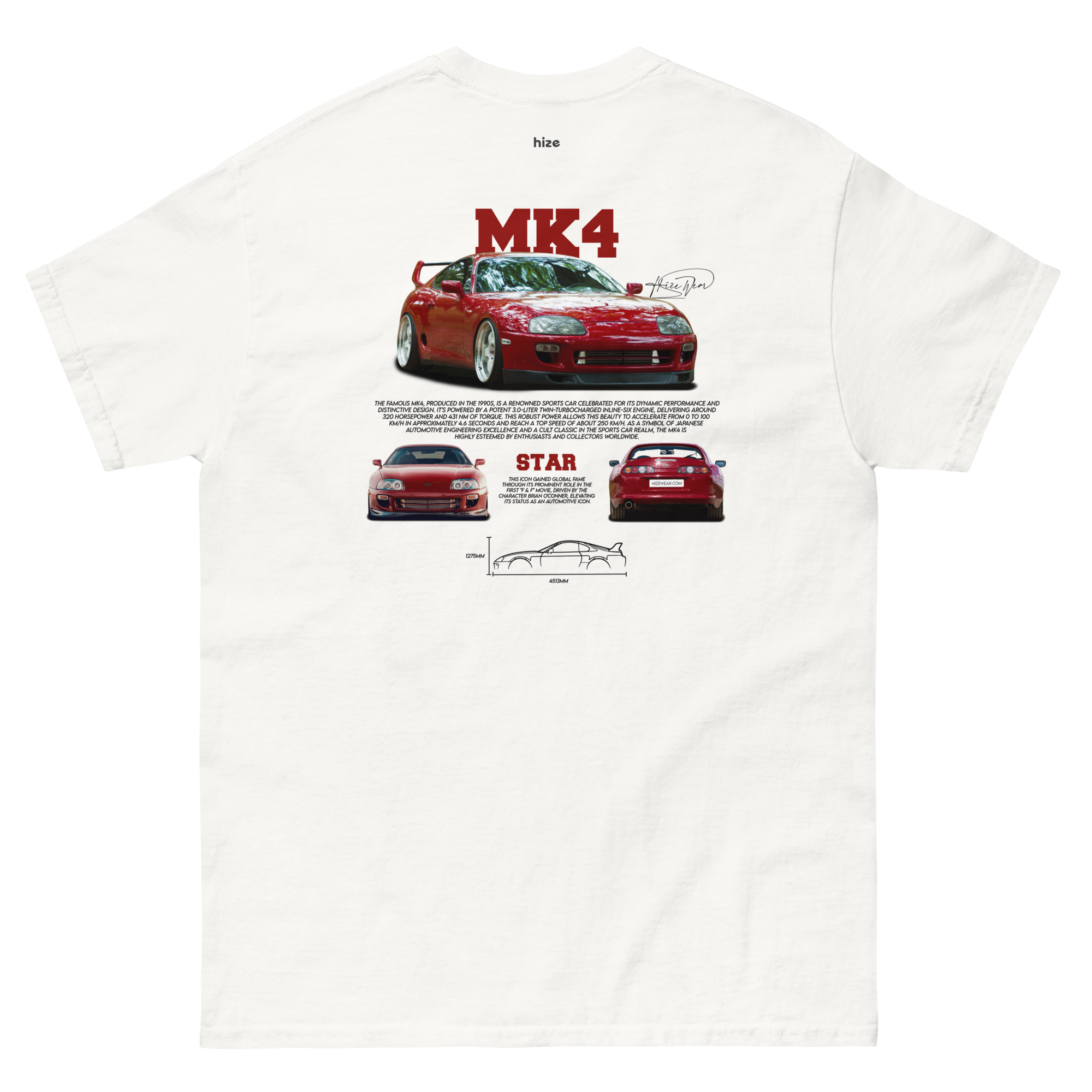 Toyota Supra Mk-4 T-shirt - White Back