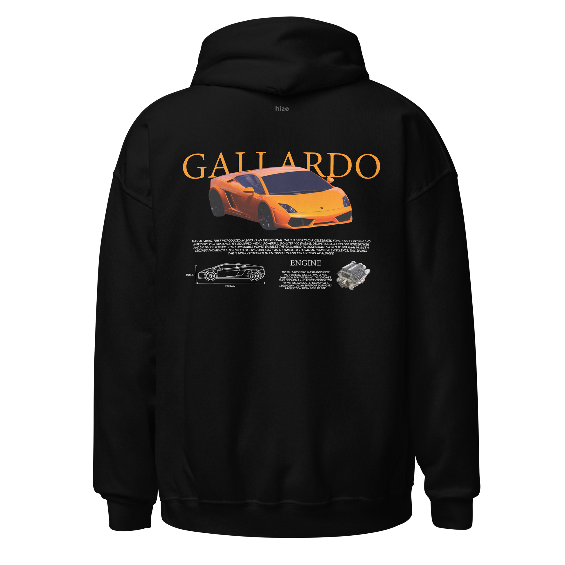 Lamborghini Gallardo Hoodie - Black Back