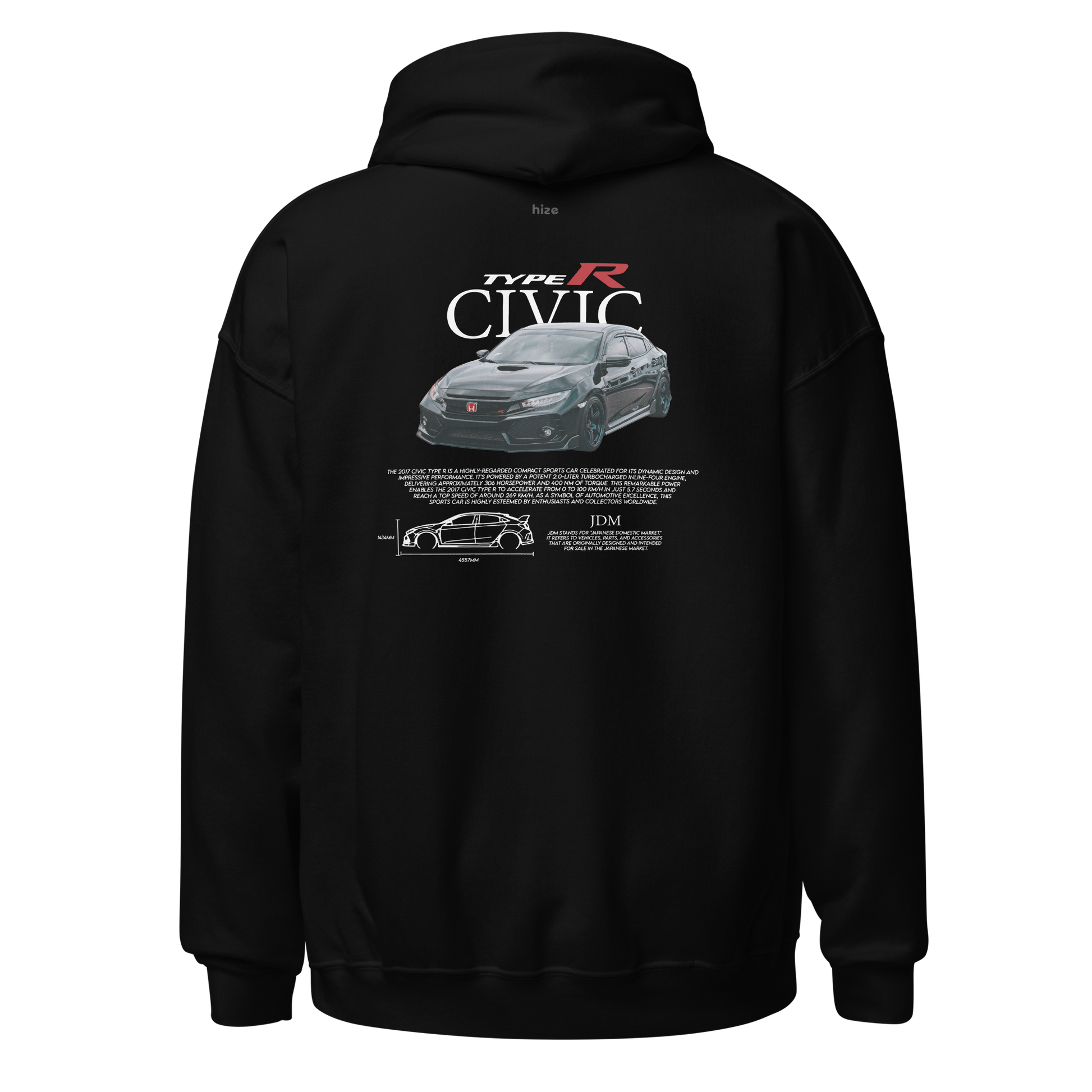 Honda Civic Type R Hoodie - Black Back
