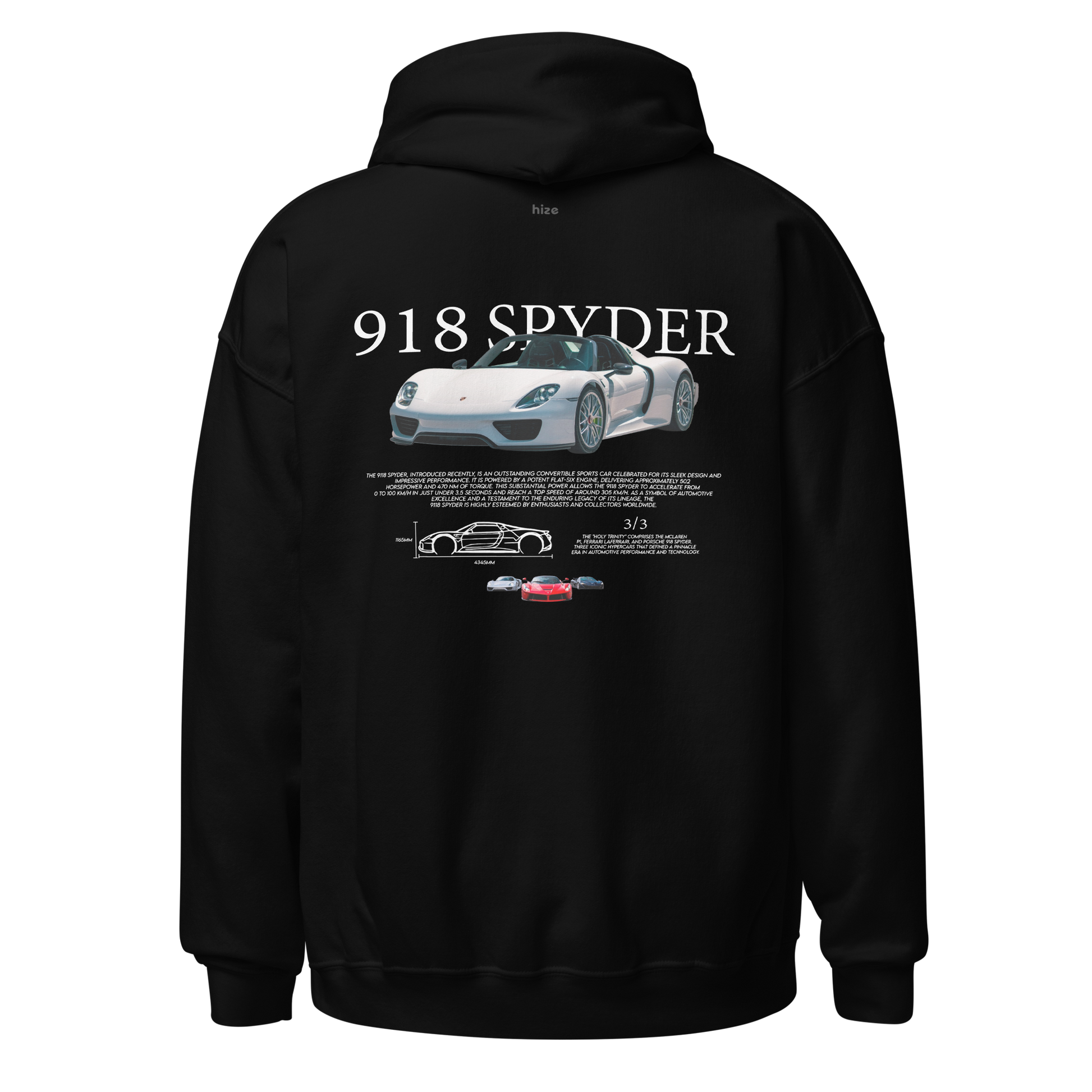 Porsche 918 Spyder Hoodie - Black Back View