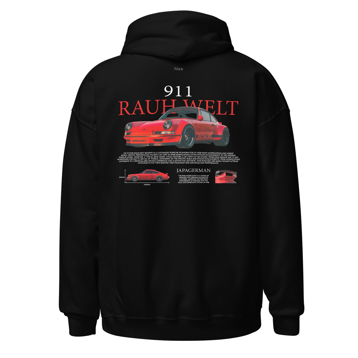 Porsche 911 RWB Hoodie - Black Back View