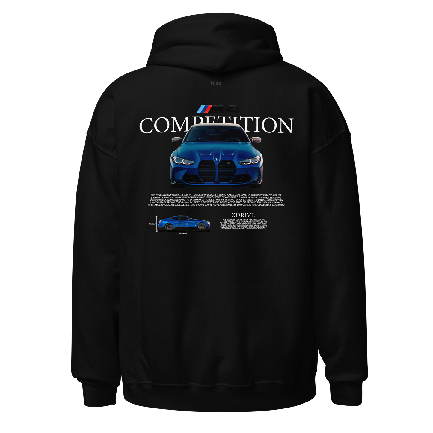 BMW M4 COMPETITION BLUE Hoodie - Black Back