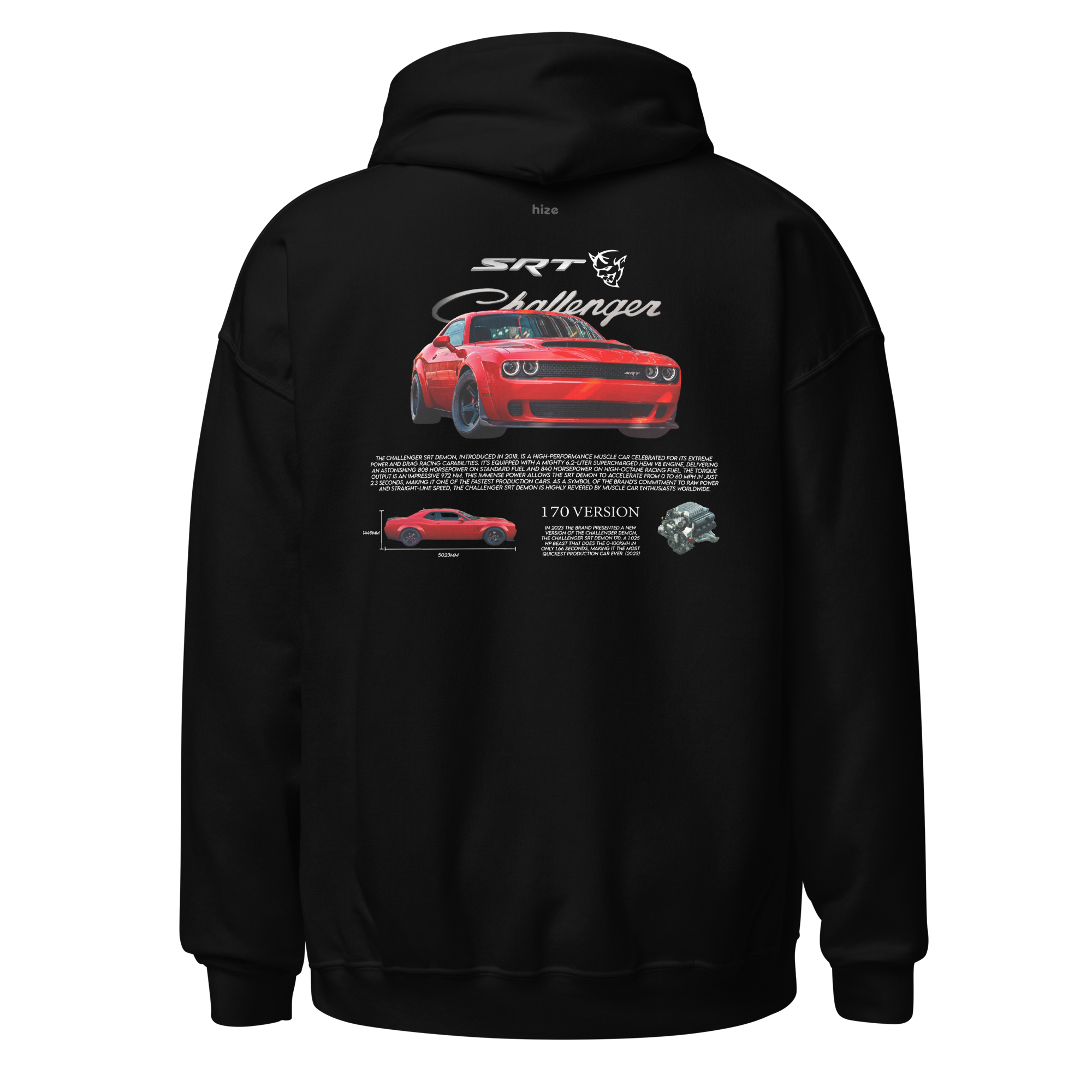 Dodge Challenger SRT Demon Hoodie Car Clothes Hize Wear Dodge Challenger SRT Demon Hoodie Car Clothes Hize Wear