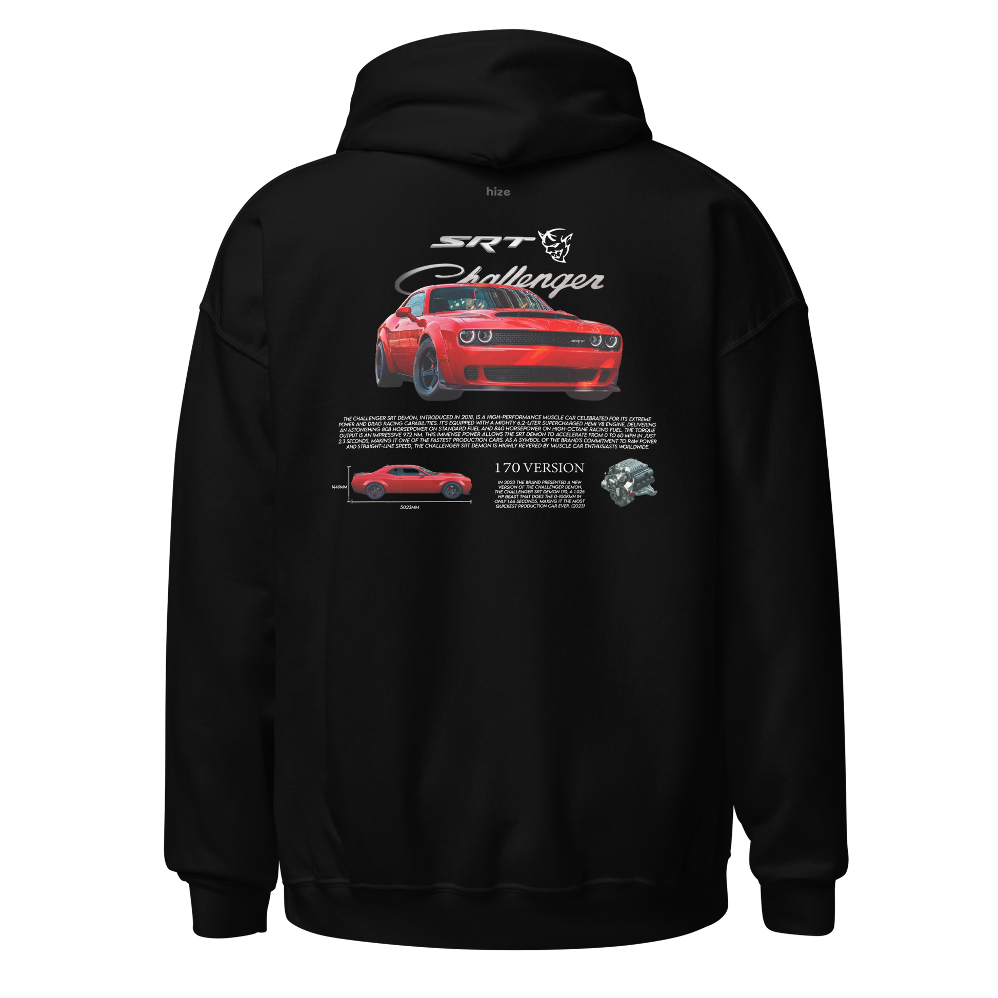Dodge Challenger SRT Hoodie - Black Back