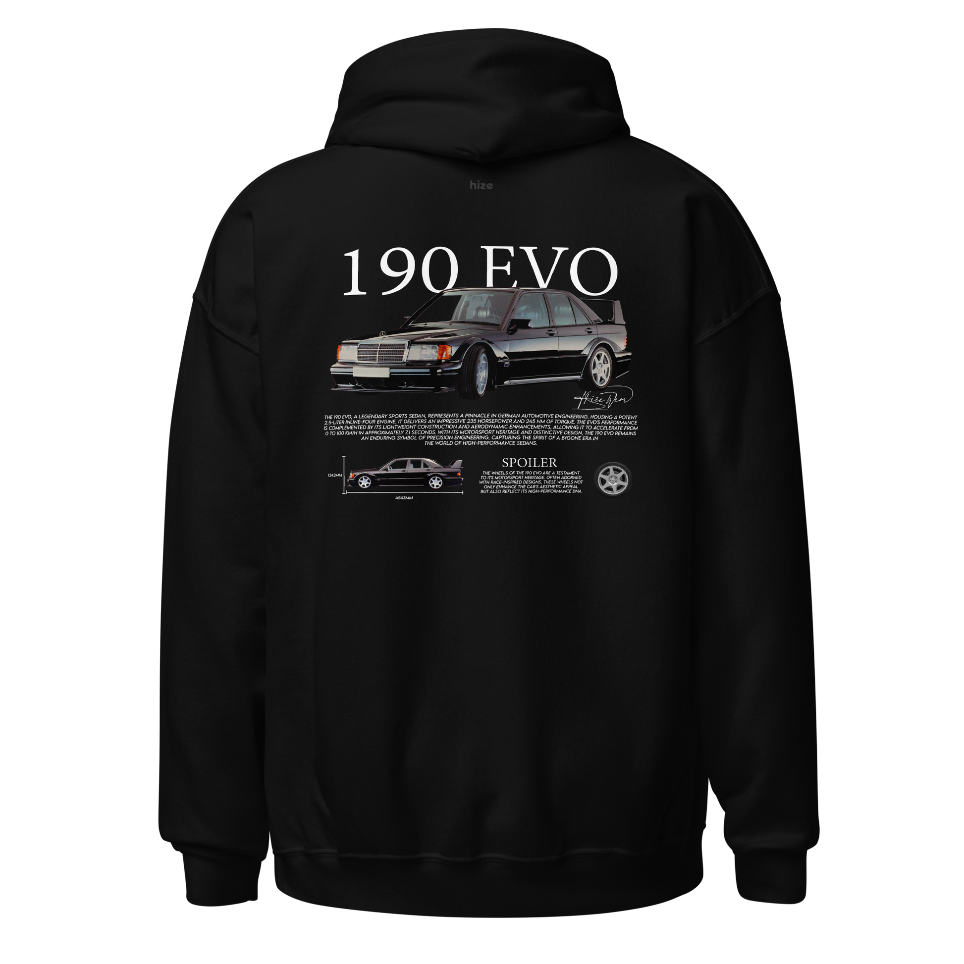 Mercedes Benz 190 EVO Hoodie - Black Back View