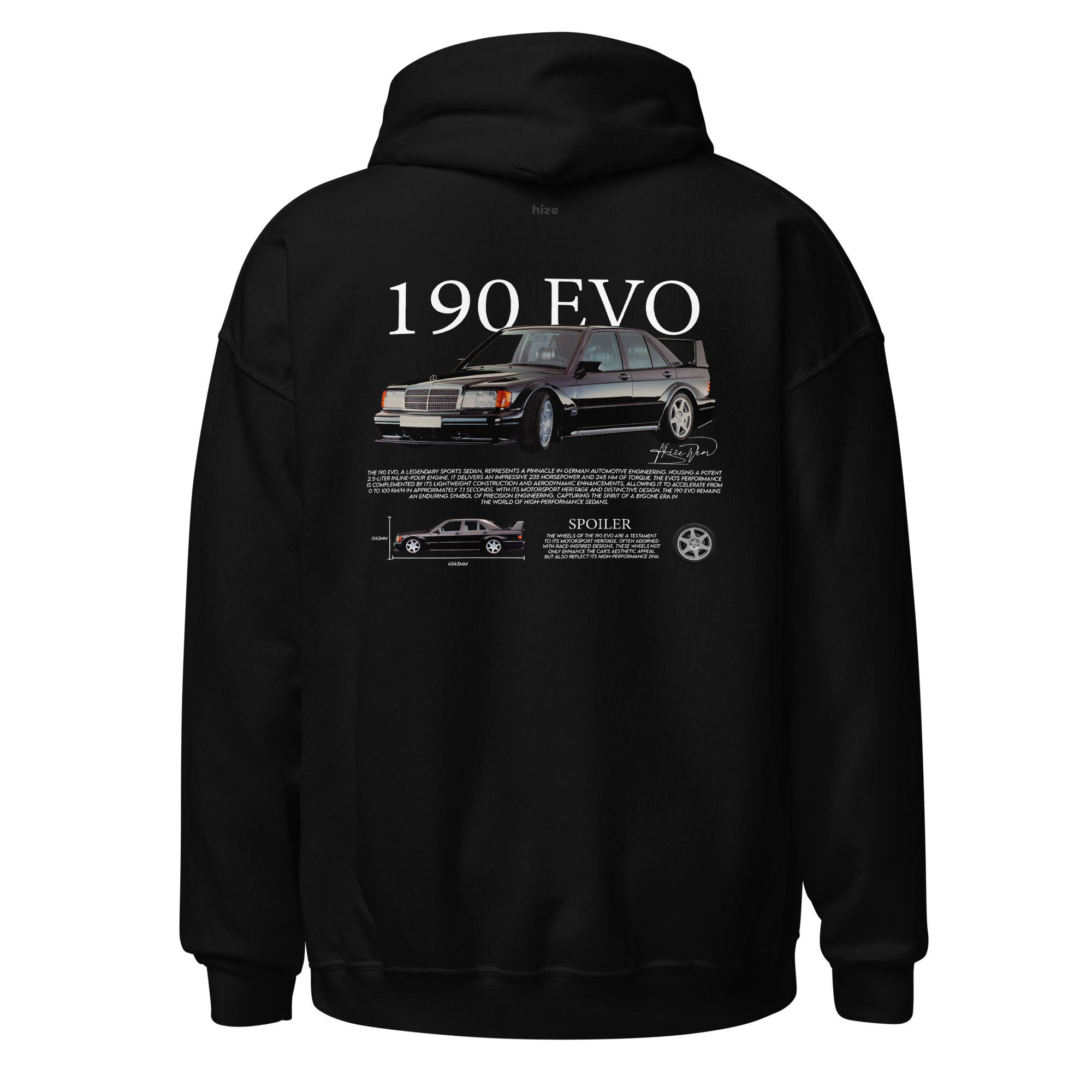Mercedes Benz 190 EVO Hoodie - Black Back View